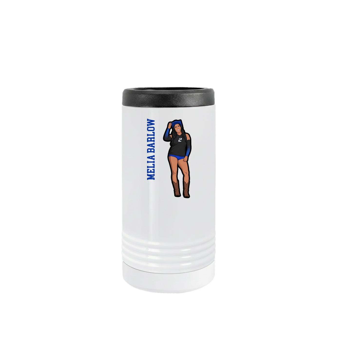 Slim Beverage Holder — Name Vertical in White