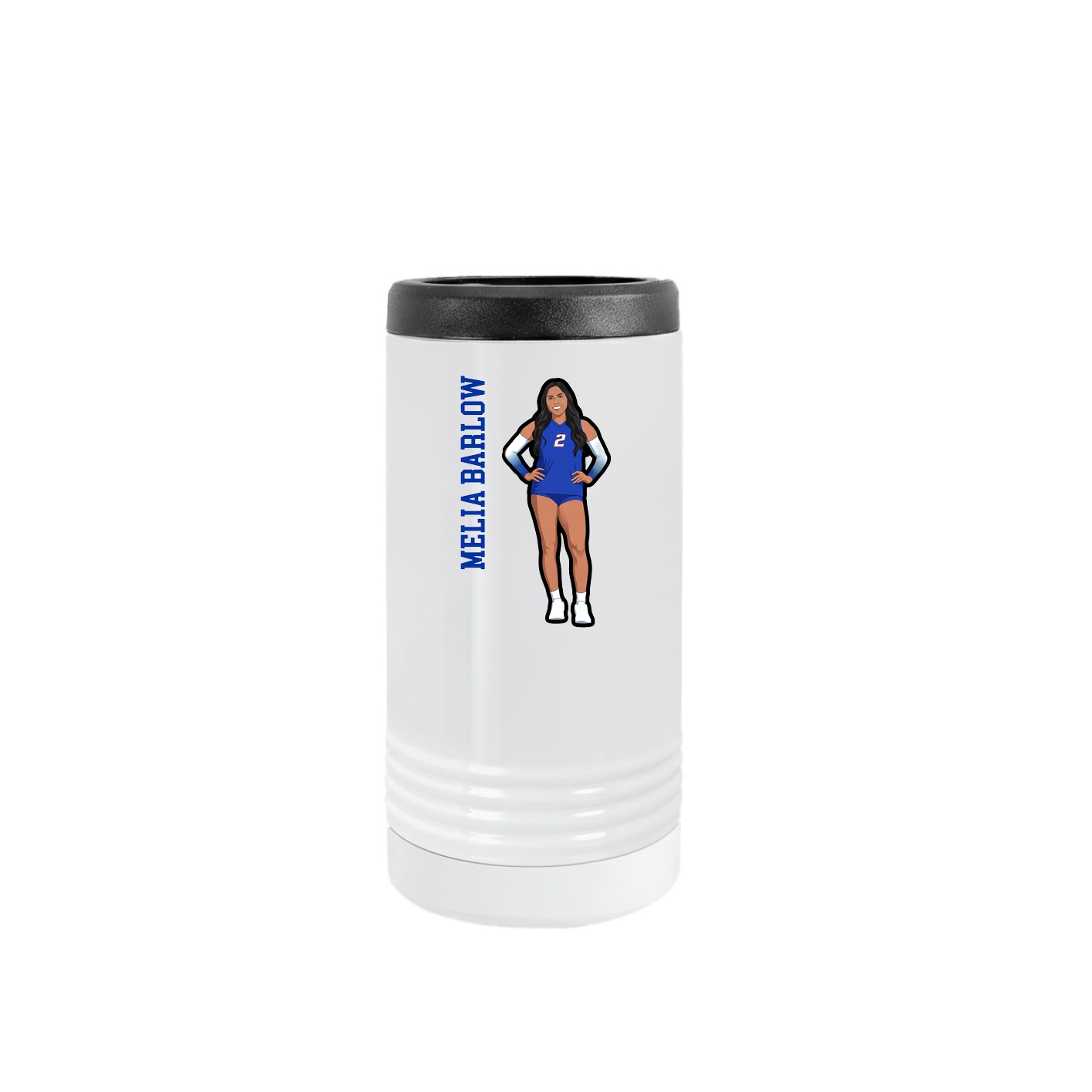 Slim Beverage Holder — Name Vertical in White