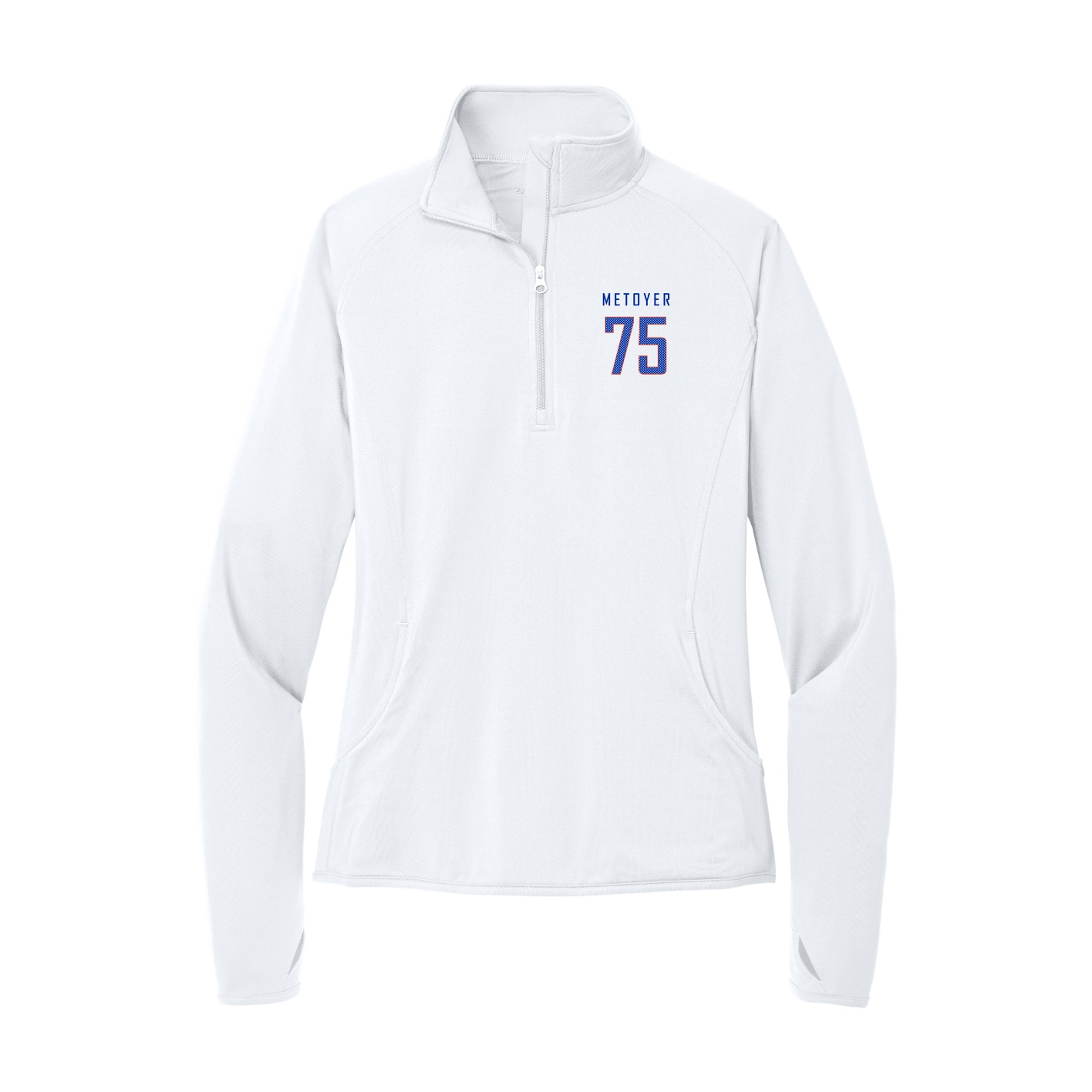 Women's Q-Zip Pullover — Mesh Shirsey in White