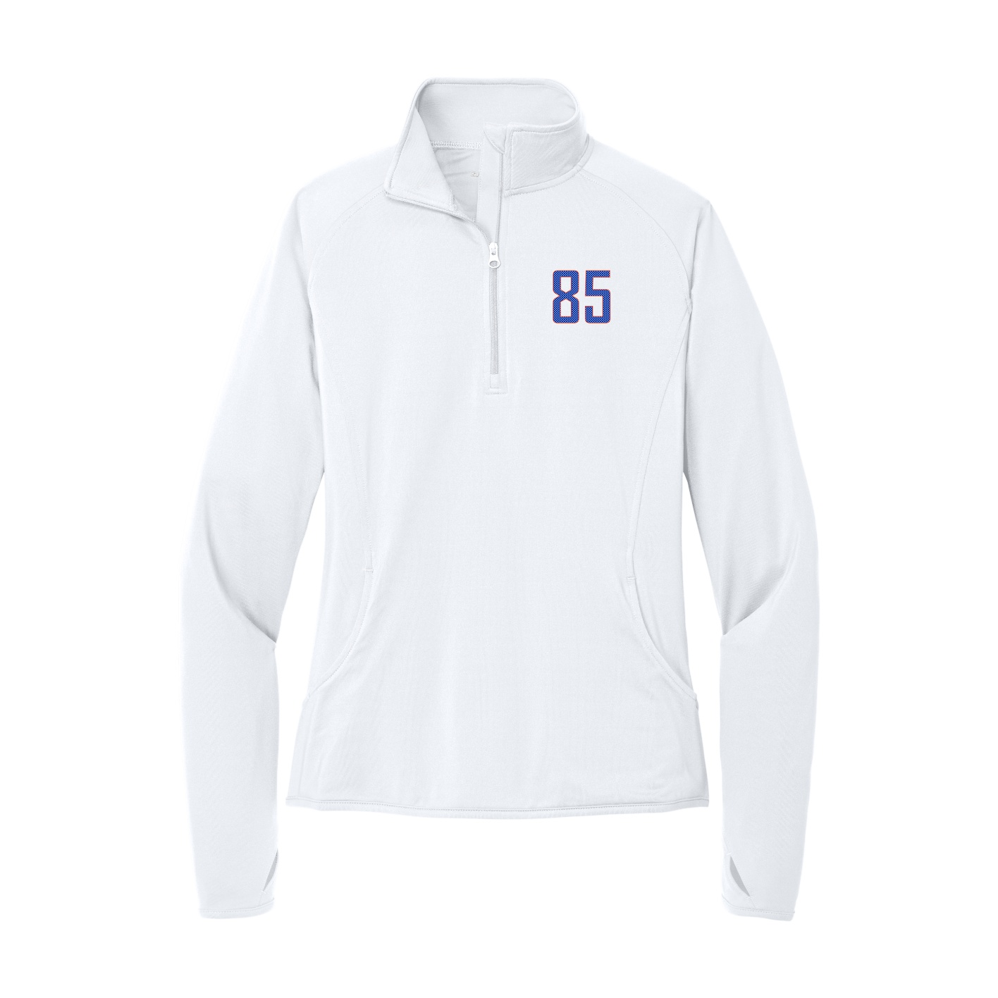 Women's Q-Zip Pullover — Front Shirsy in White