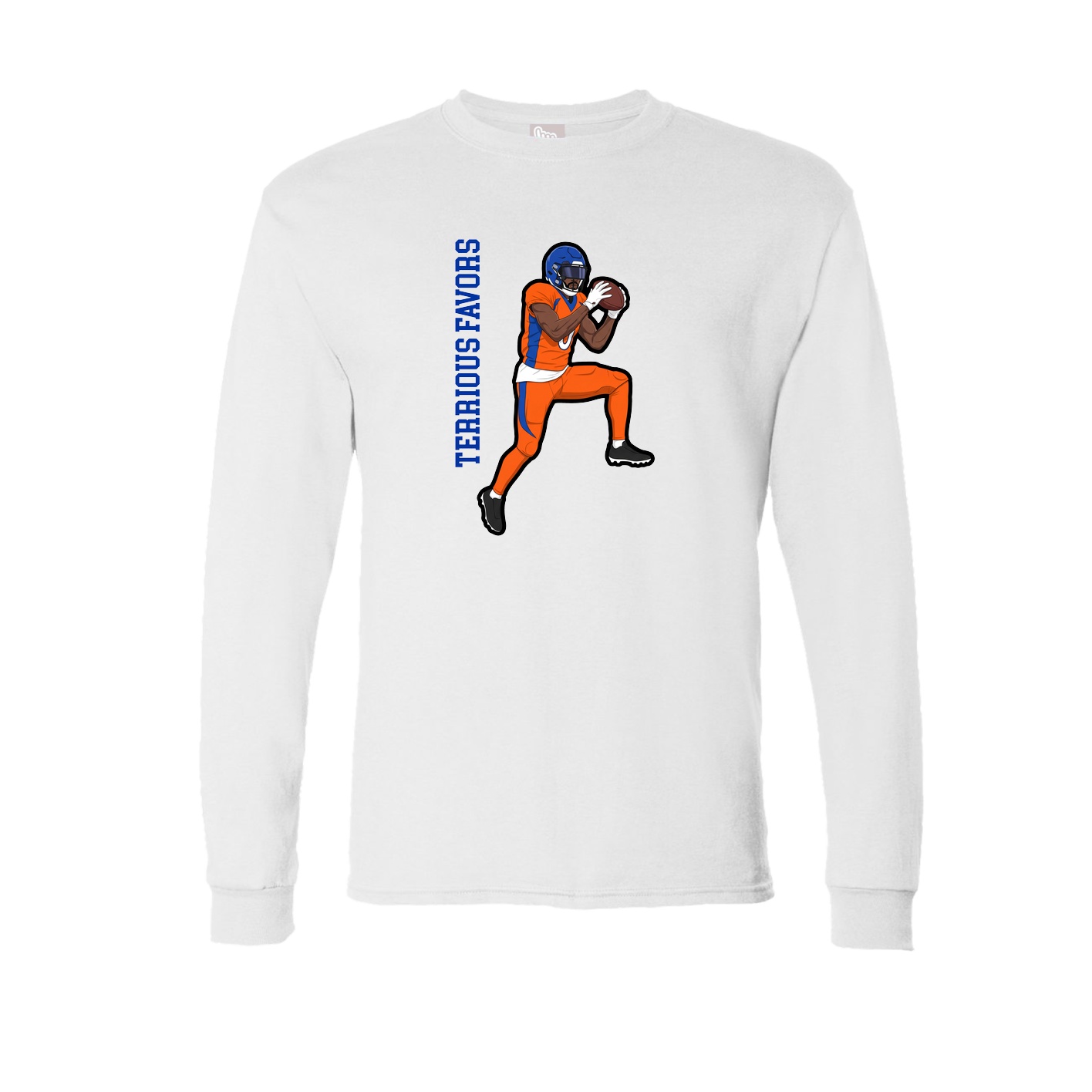 Long Sleeve Tee — Name Vertical in White