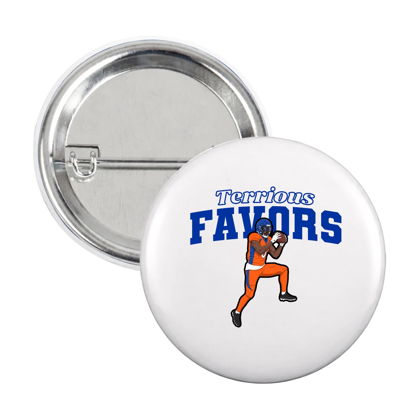 Game Day Button — Name Arch in White