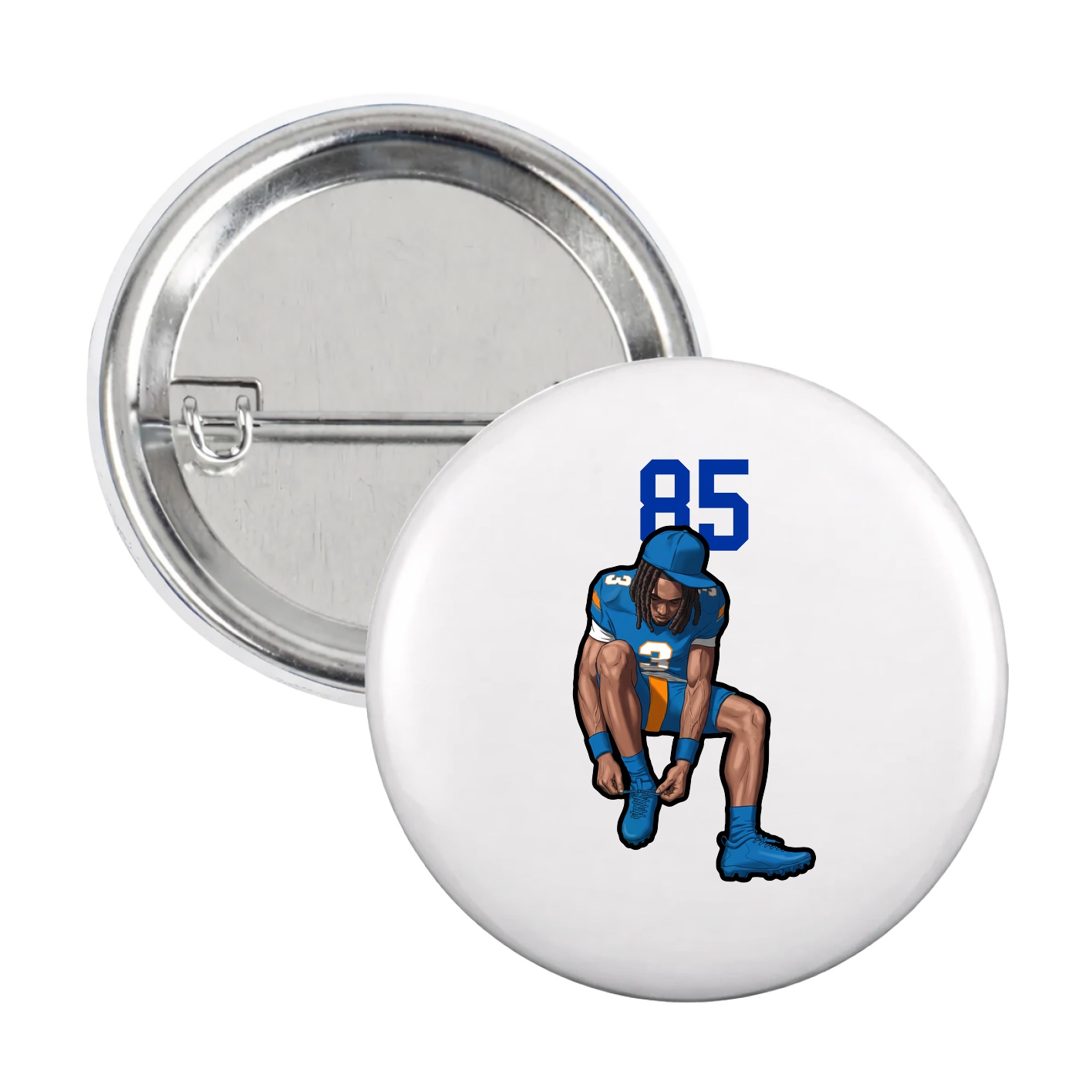 Game Day Button — Number Top in White