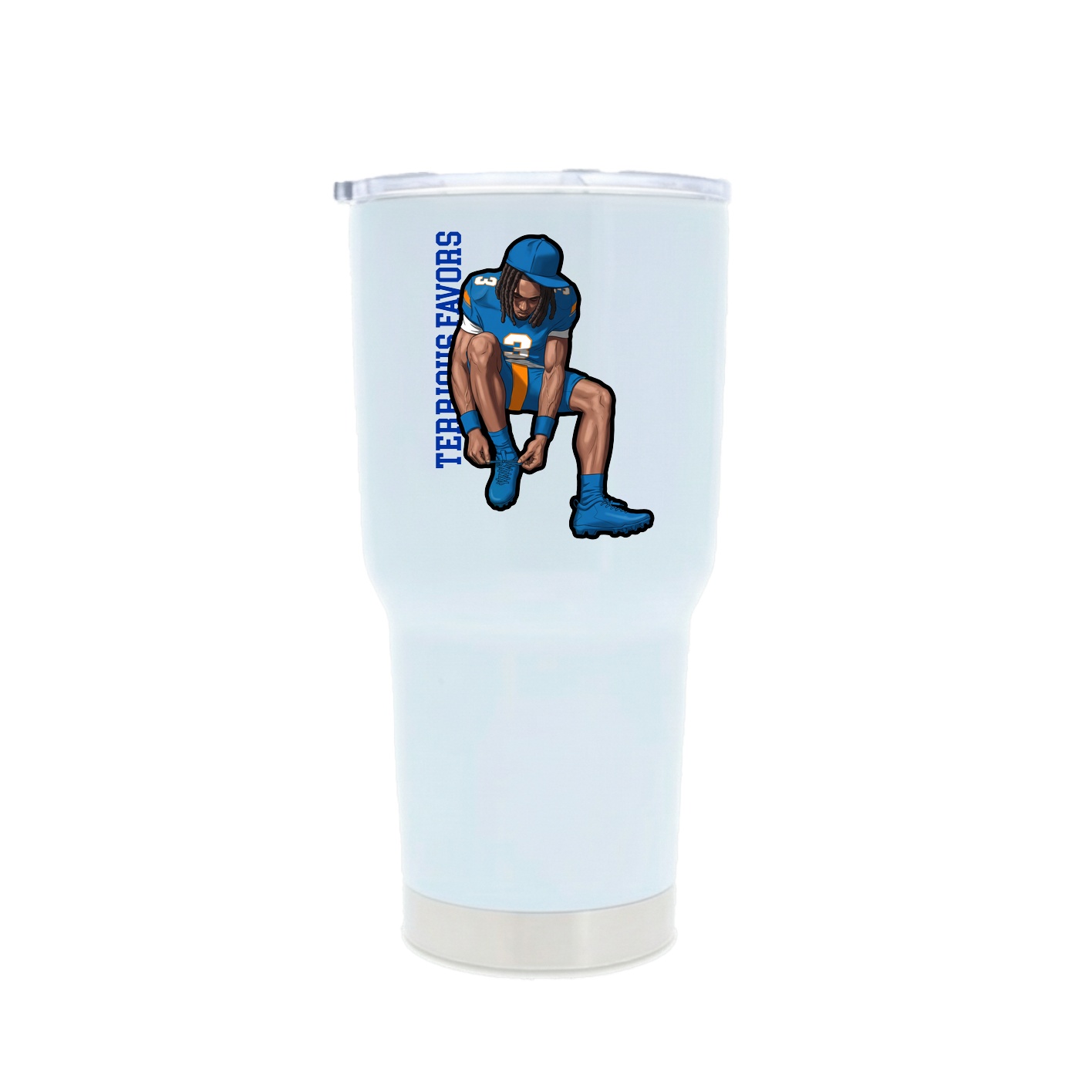 30oz Stainless Steel Tumbler — Name Vertical in White