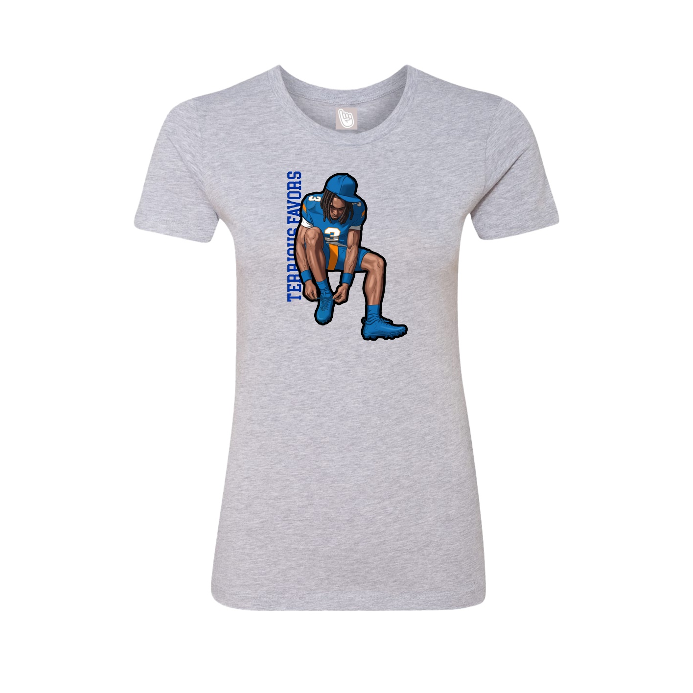 Fitted Women's Tee — Name Vertical in Grey