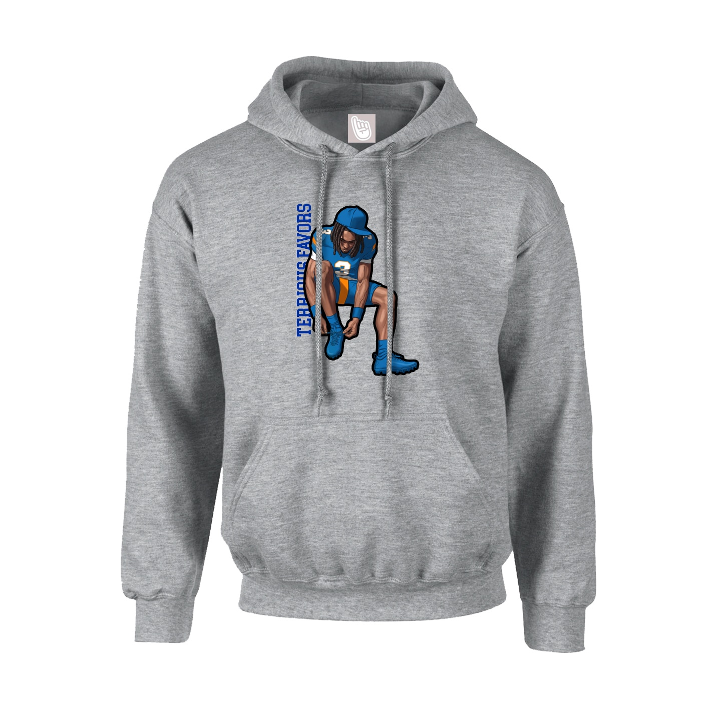 Youth Hoodie — Name Vertical in Grey