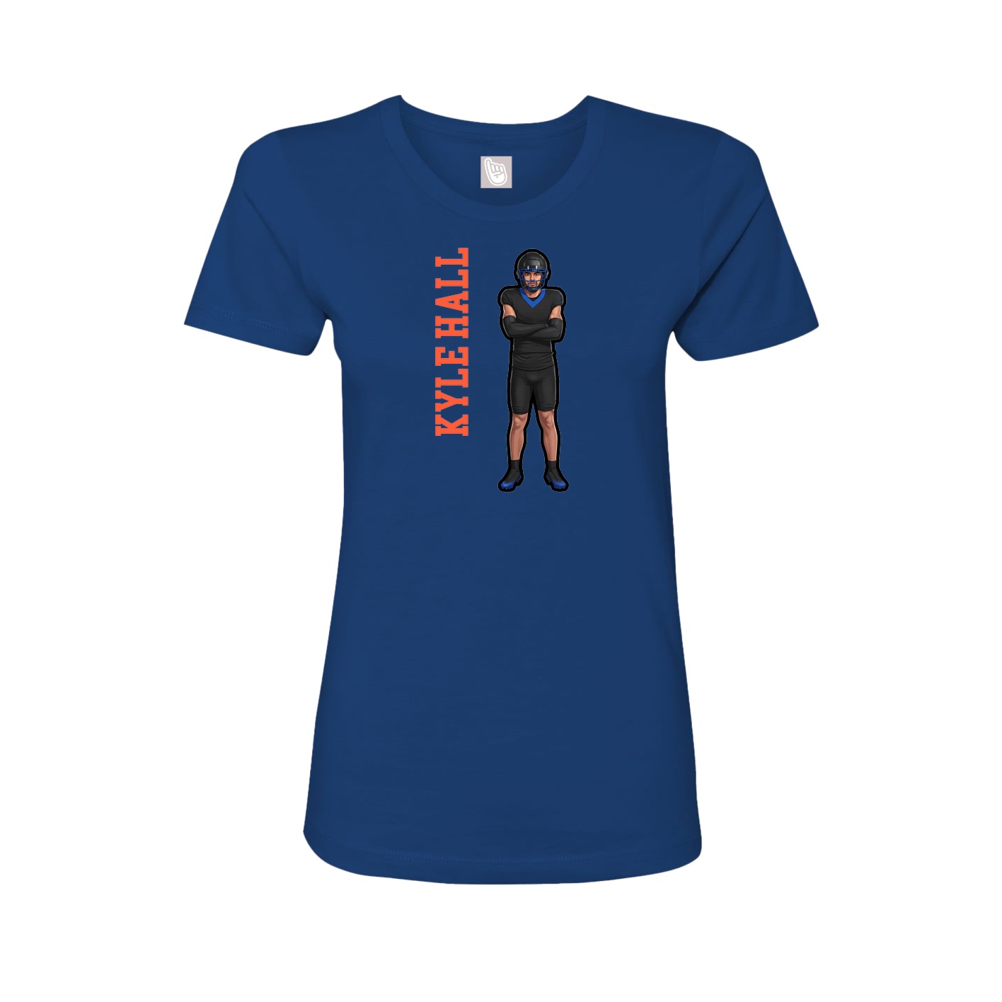 Fitted Women's Tee — Name Vertical in Royal