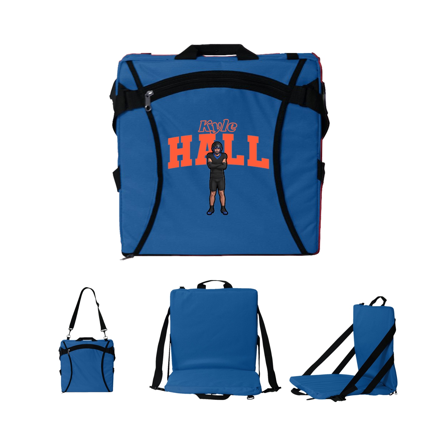 Folding Stadium Seat — Name Arch in Royal