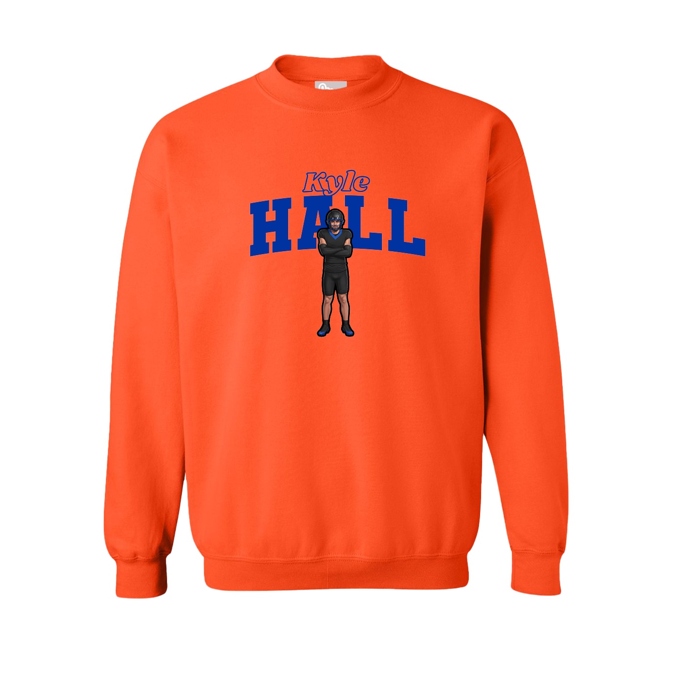 Fleece Crew — Name Arch in Orange
