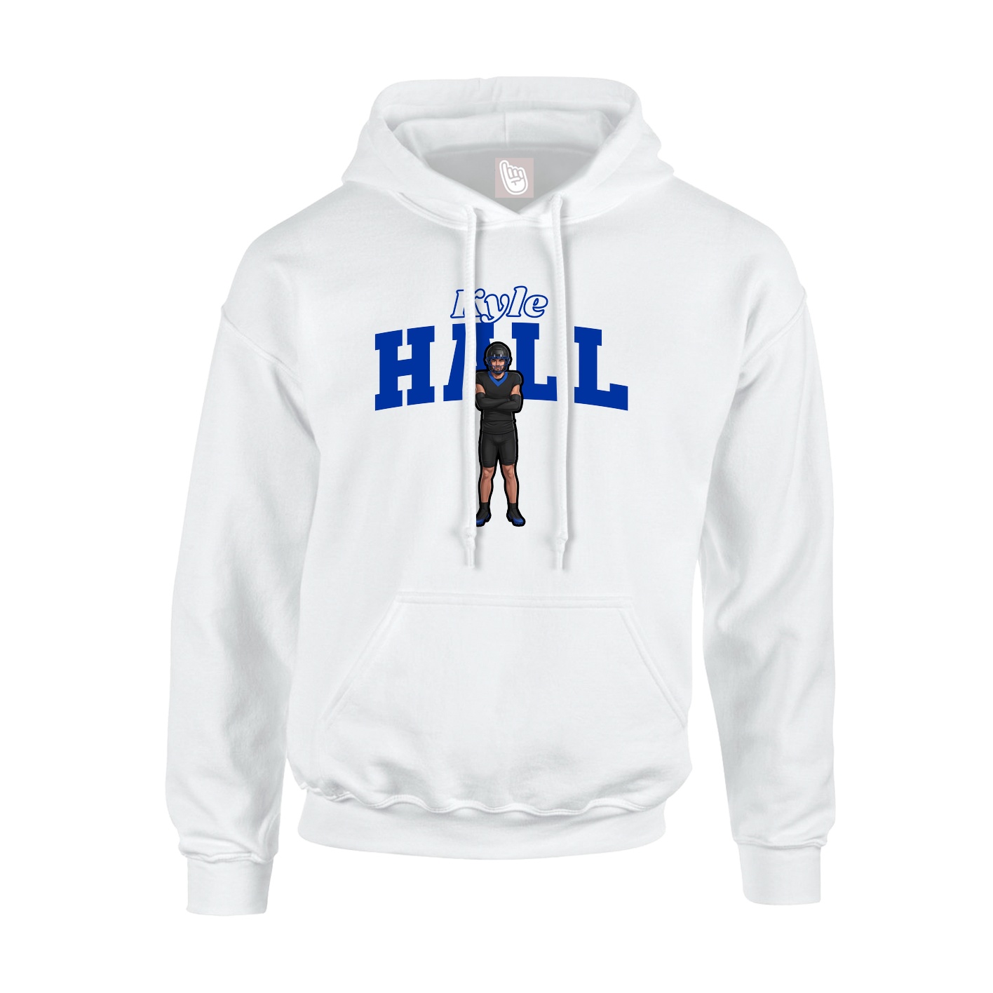 Youth Hoodie — Name Arch in White