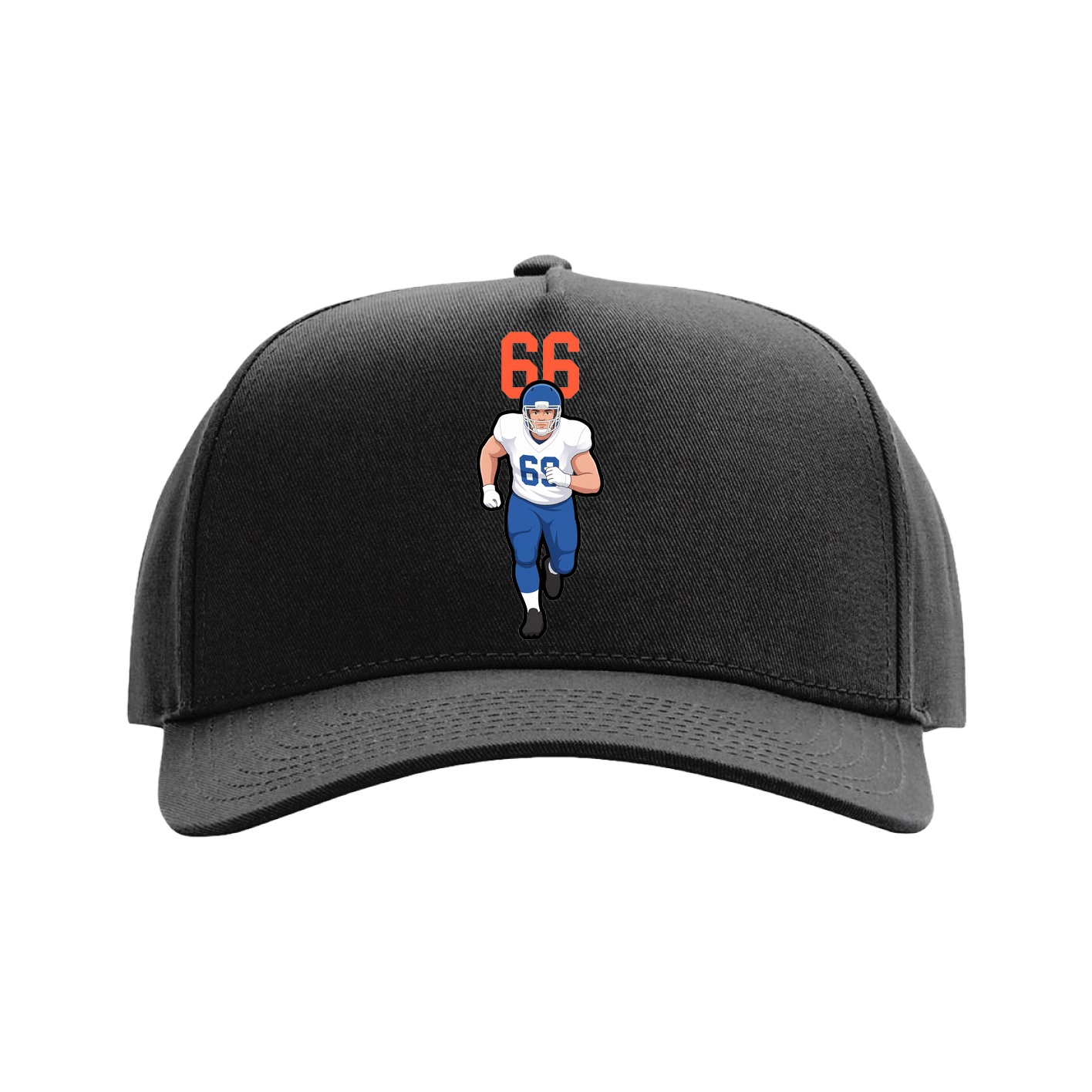 Full Fabric Five-Panel Champ Cap — Number Top in Black
