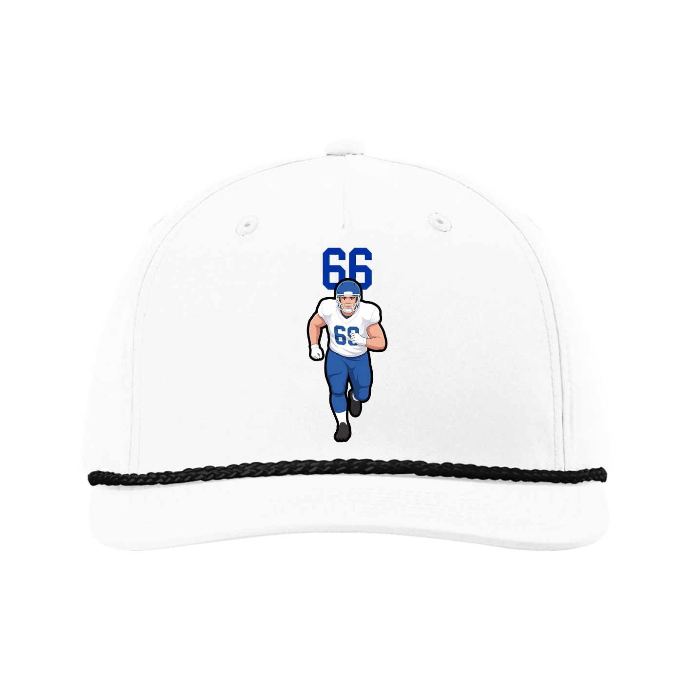 Five-Panel Classic Rope Cap — Number Top in White
