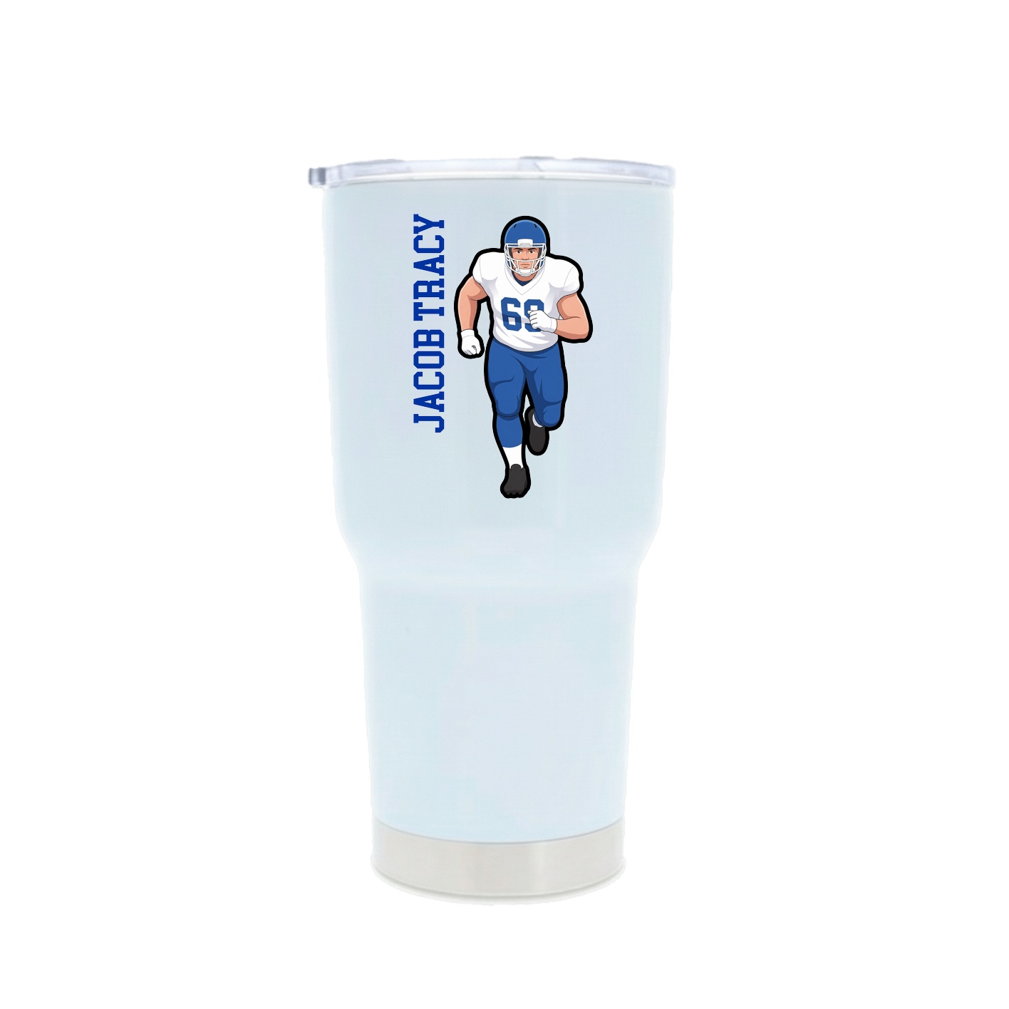30oz Stainless Steel Tumbler — Name Vertical in White