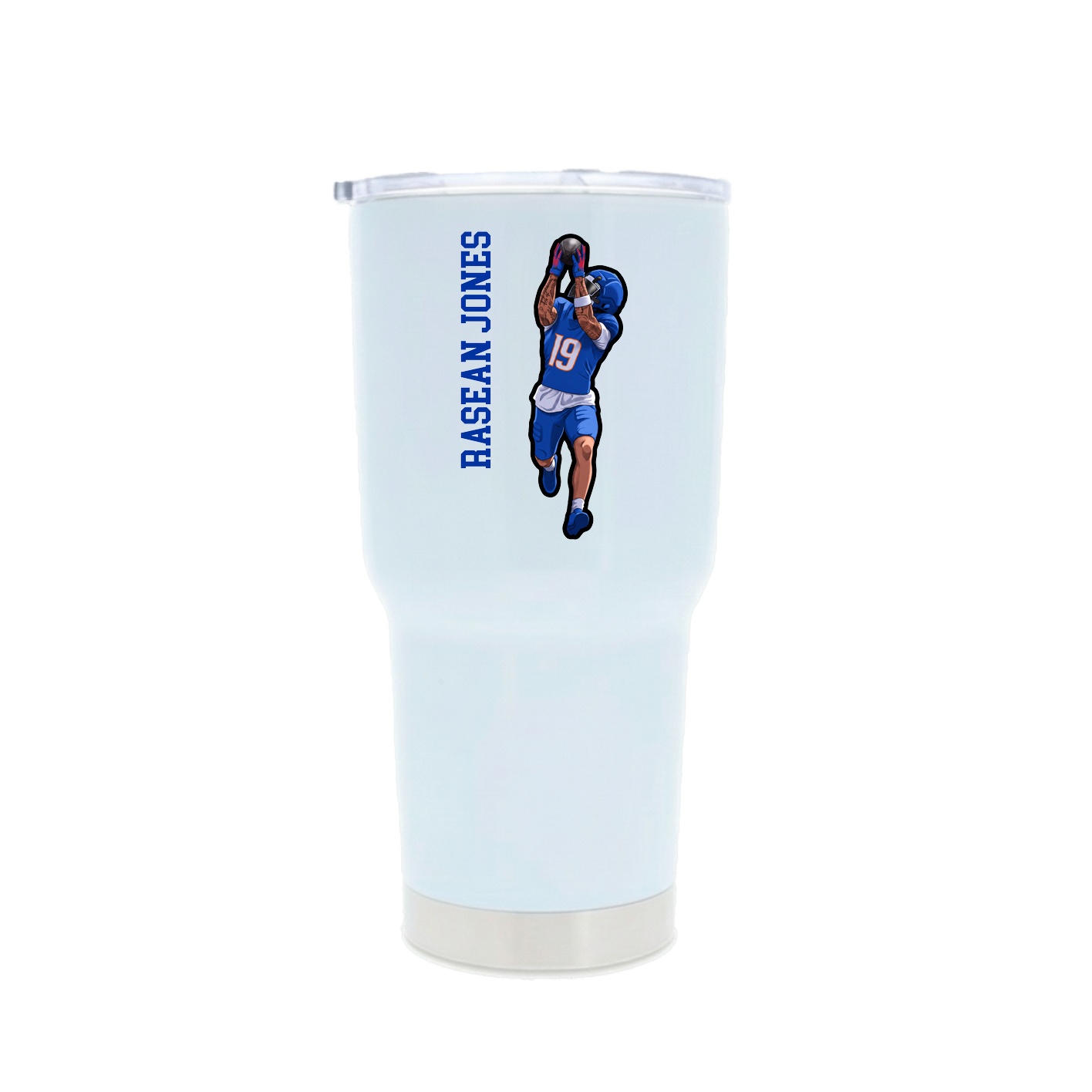 30oz Stainless Steel Tumbler — Name Vertical in White