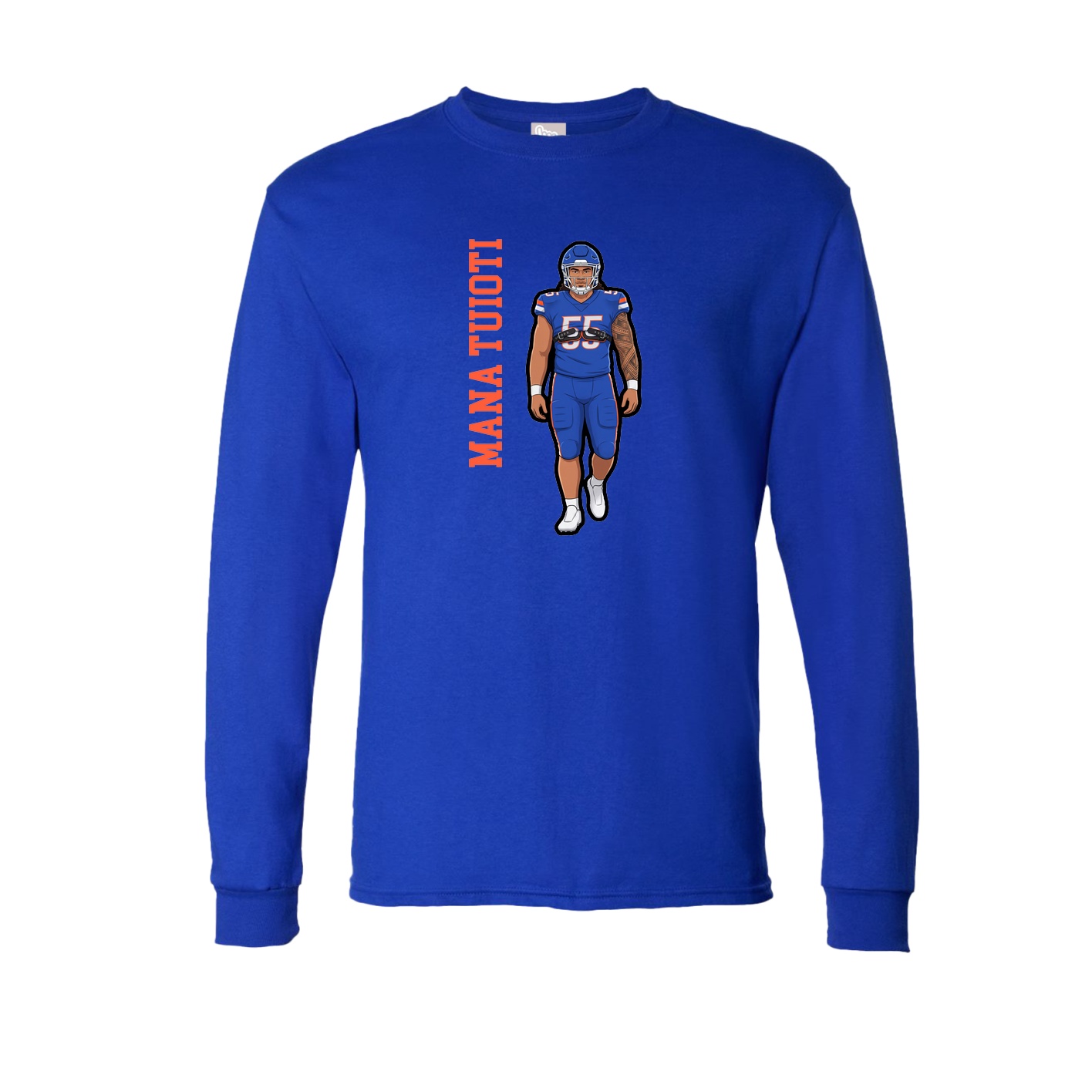 Long Sleeve Tee — Name Vertical in Royal