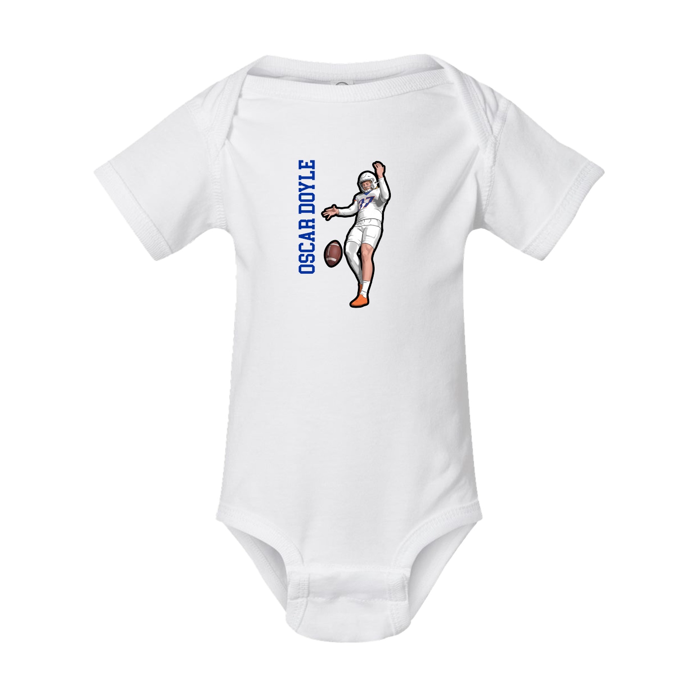 Baby Onesie — Name Vertical in White