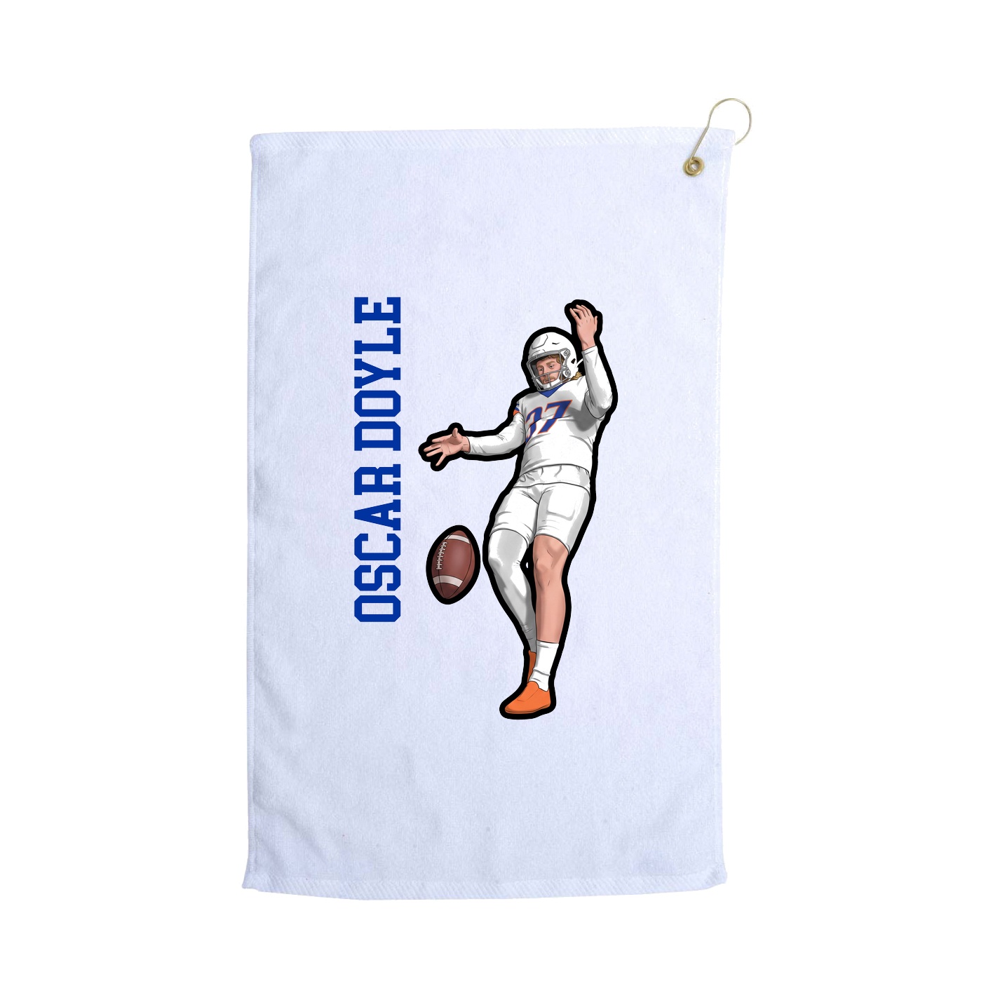 Golf Towel — Name Vertical in White