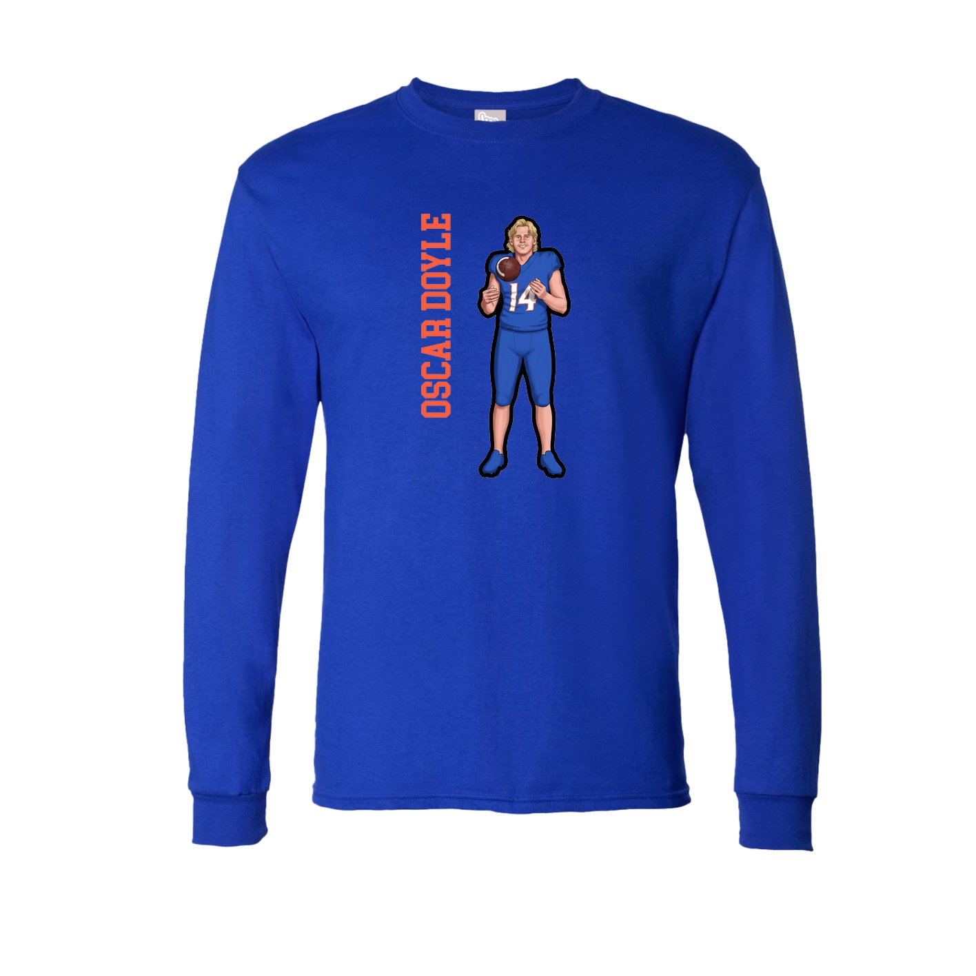 Long Sleeve Tee — Name Vertical in Royal