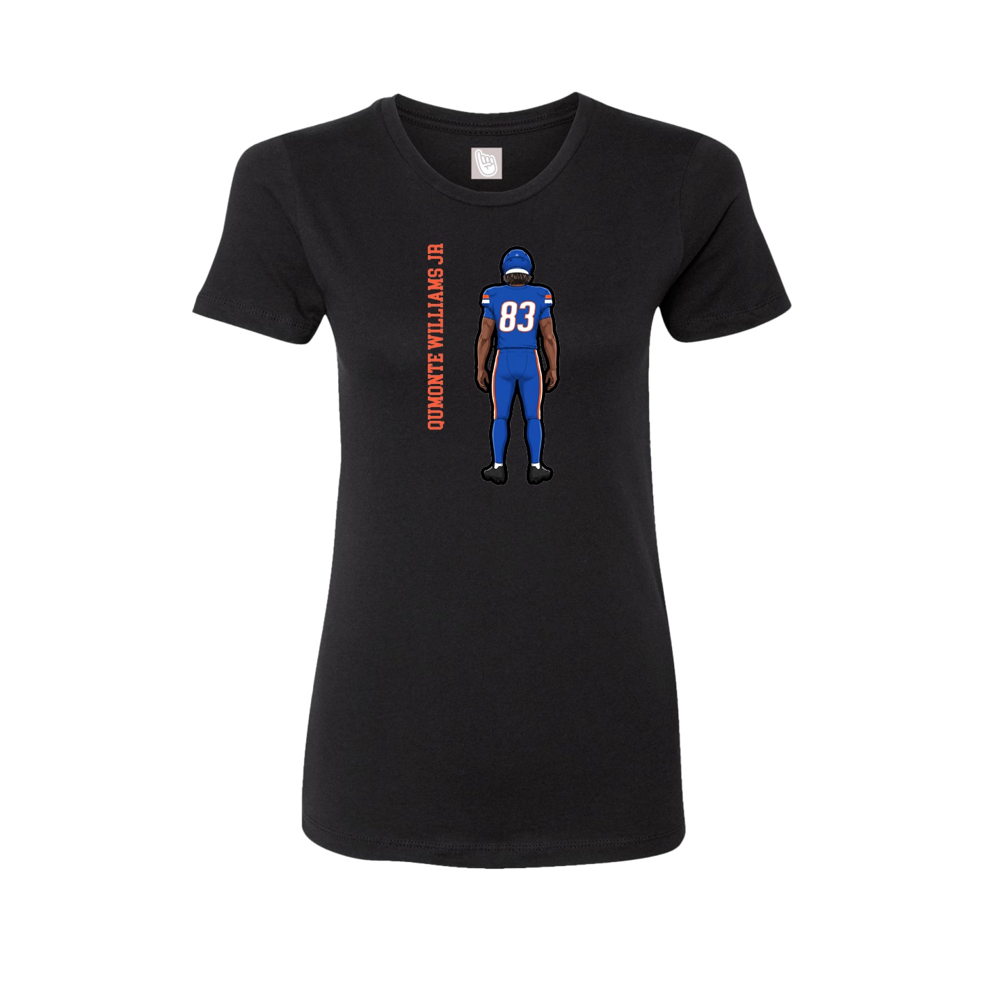 Fitted Women's Tee — Name Vertical in Black