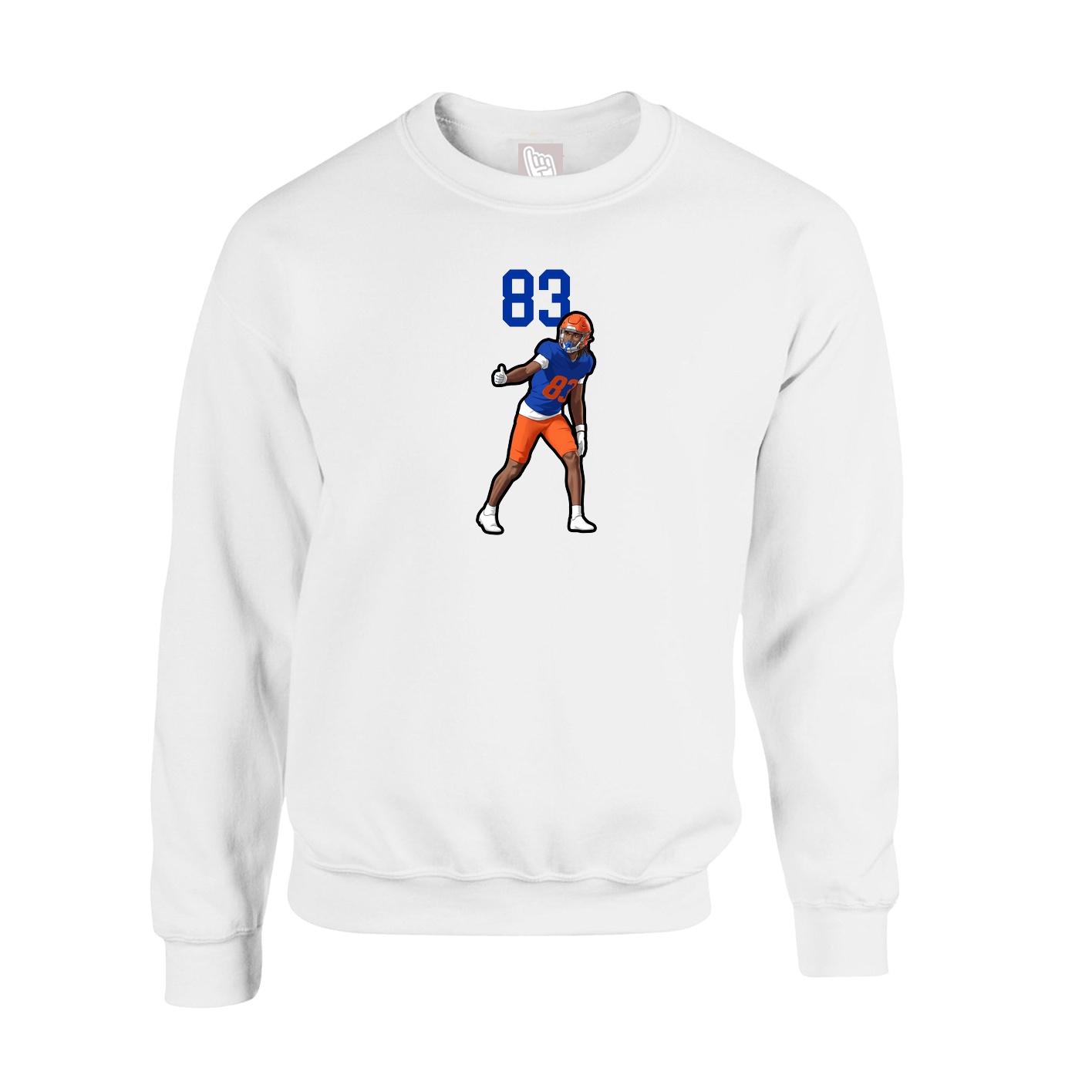 Fleece Crew — Number Top in White