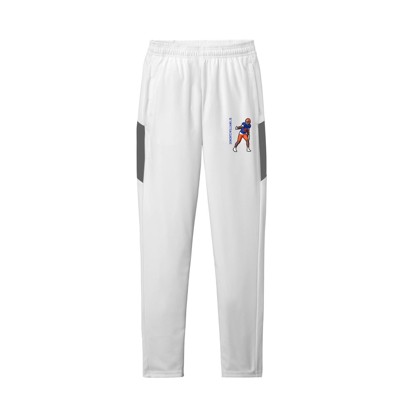 Team Travel Pant — Name Vertical in White/Grey