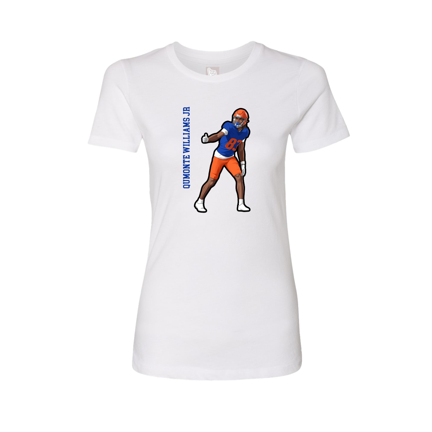 Fitted Women's Tee — Name Vertical in White