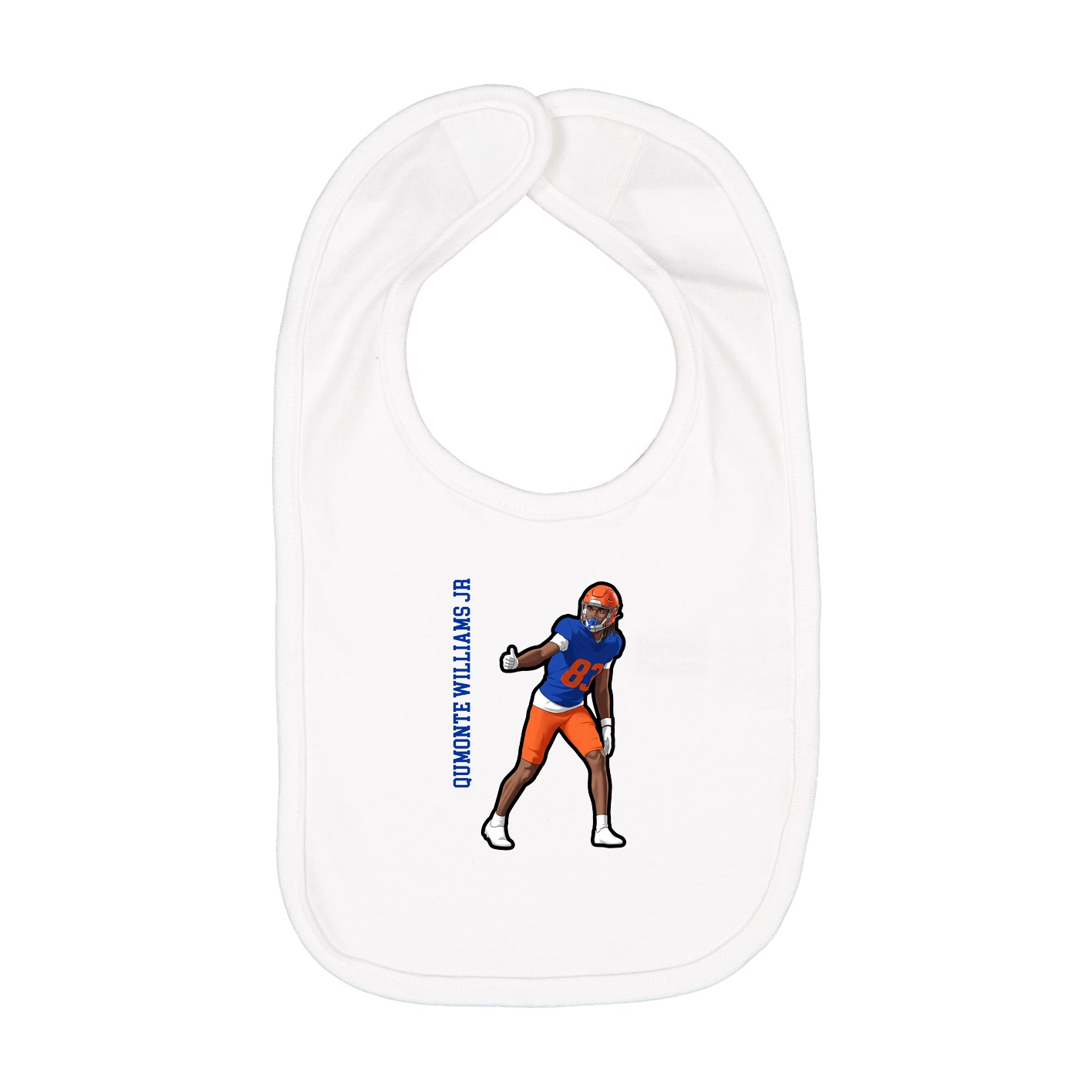 Infant Bib — Name Vertical in White
