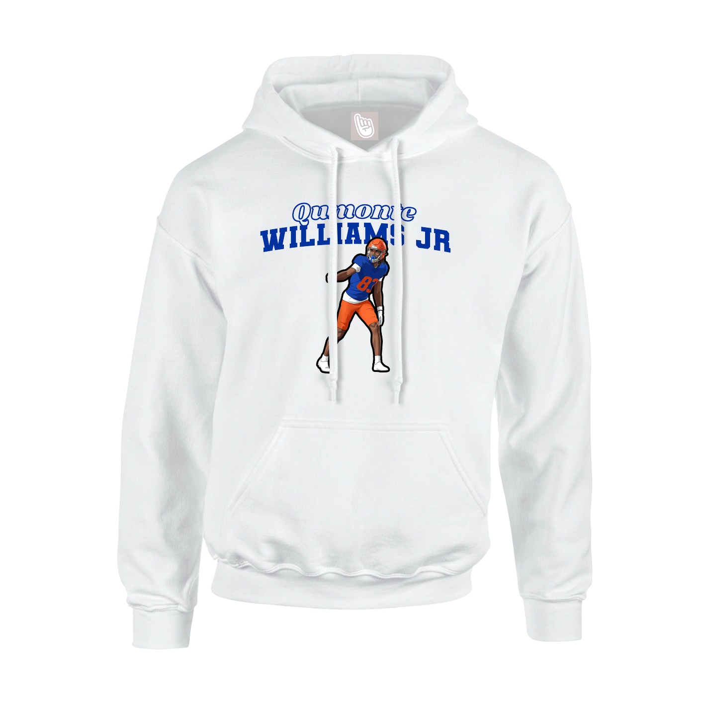 Youth Hoodie — Name Arch in White