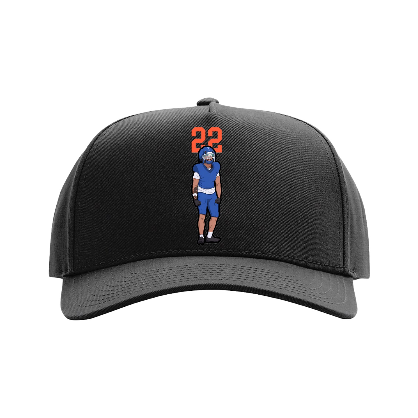 Full Fabric Five-Panel Champ Cap — Number Top in Black