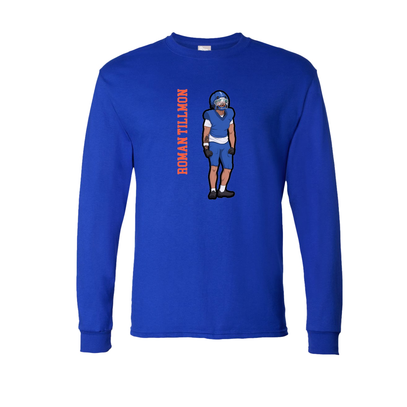 Long Sleeve Tee — Name Vertical in Royal
