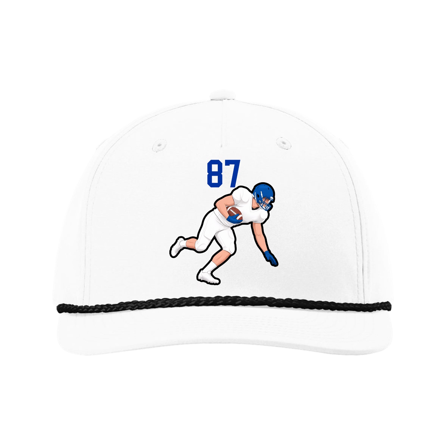 Five-Panel Classic Rope Cap — Number Top in White