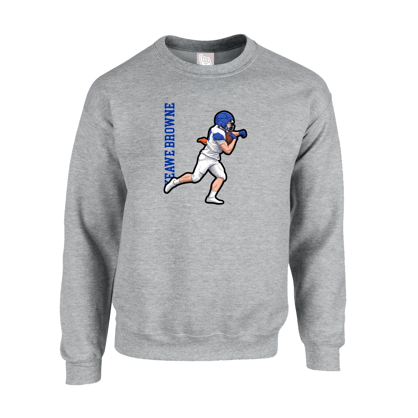 Fleece Crew — Name Vertical in Grey