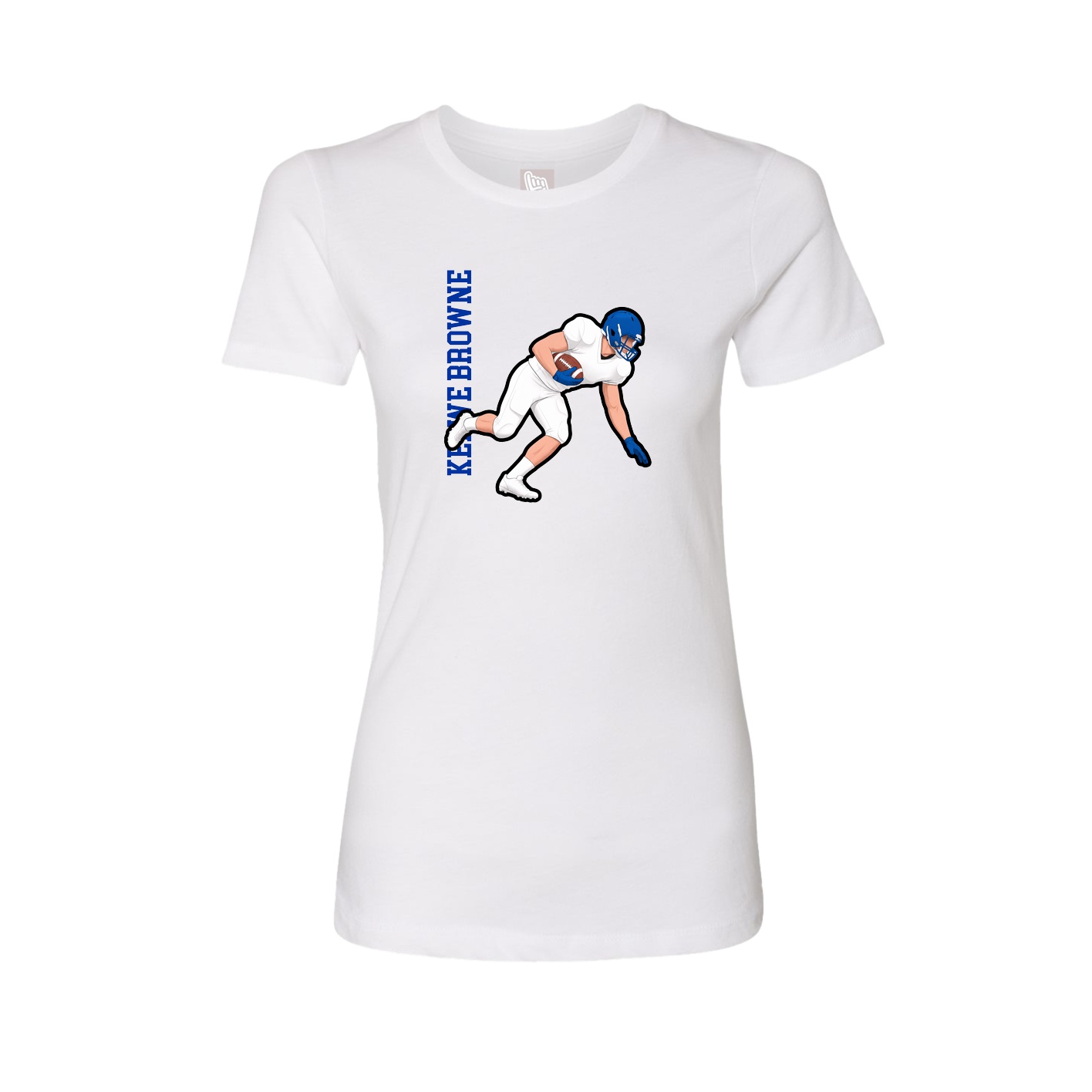 Fitted Women's Tee — Name Vertical in White
