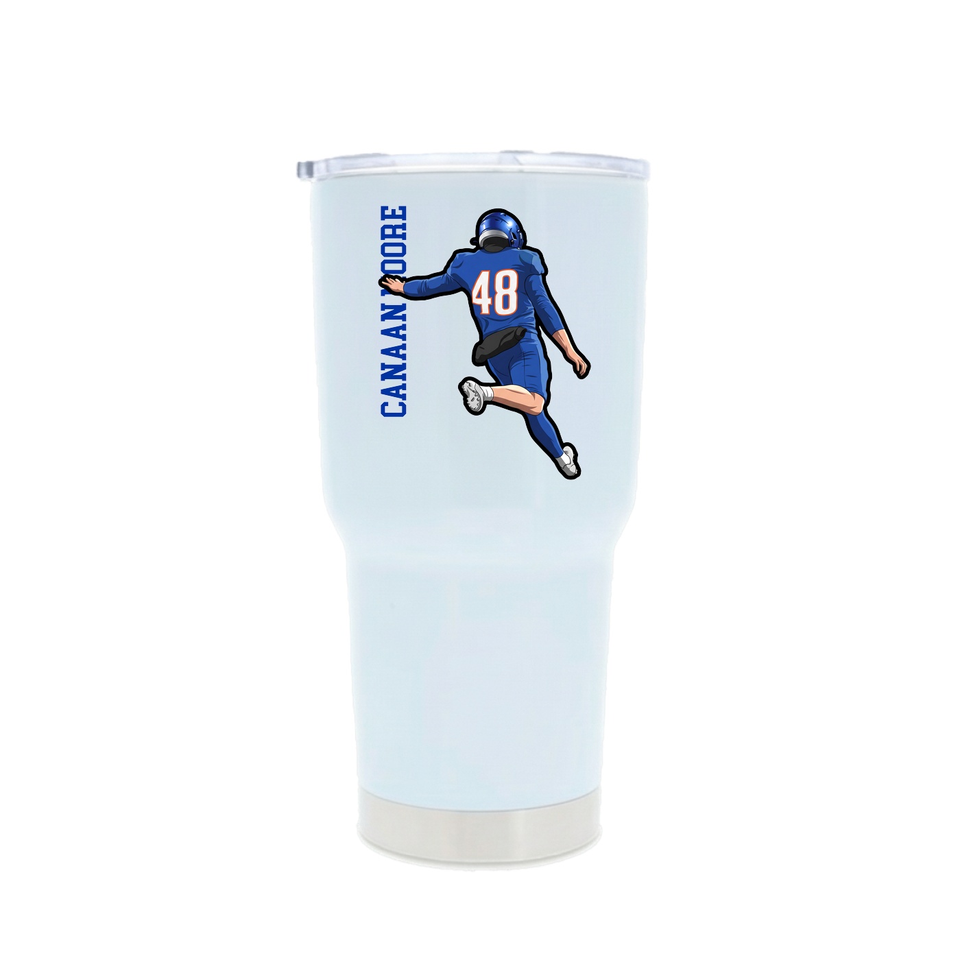 30oz Stainless Steel Tumbler — Name Vertical in White