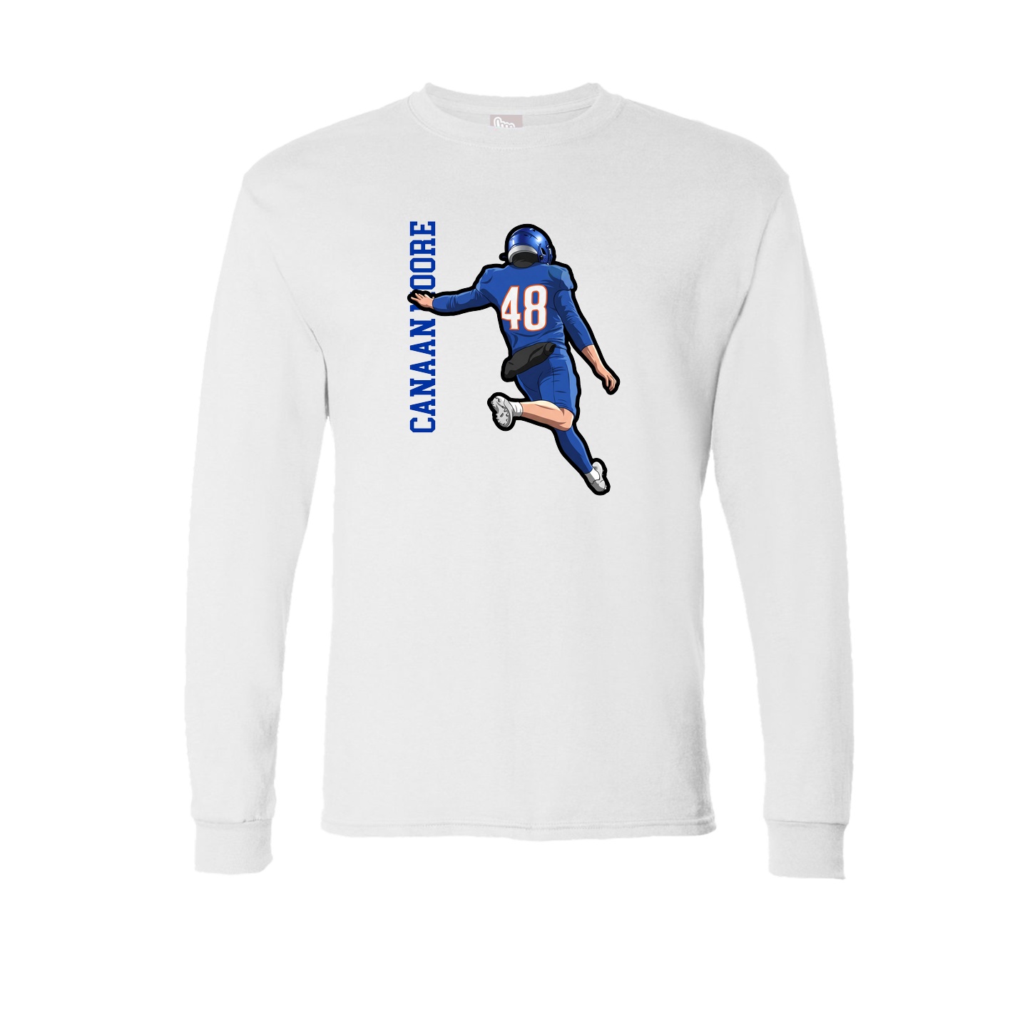 Long Sleeve Tee — Name Vertical in White
