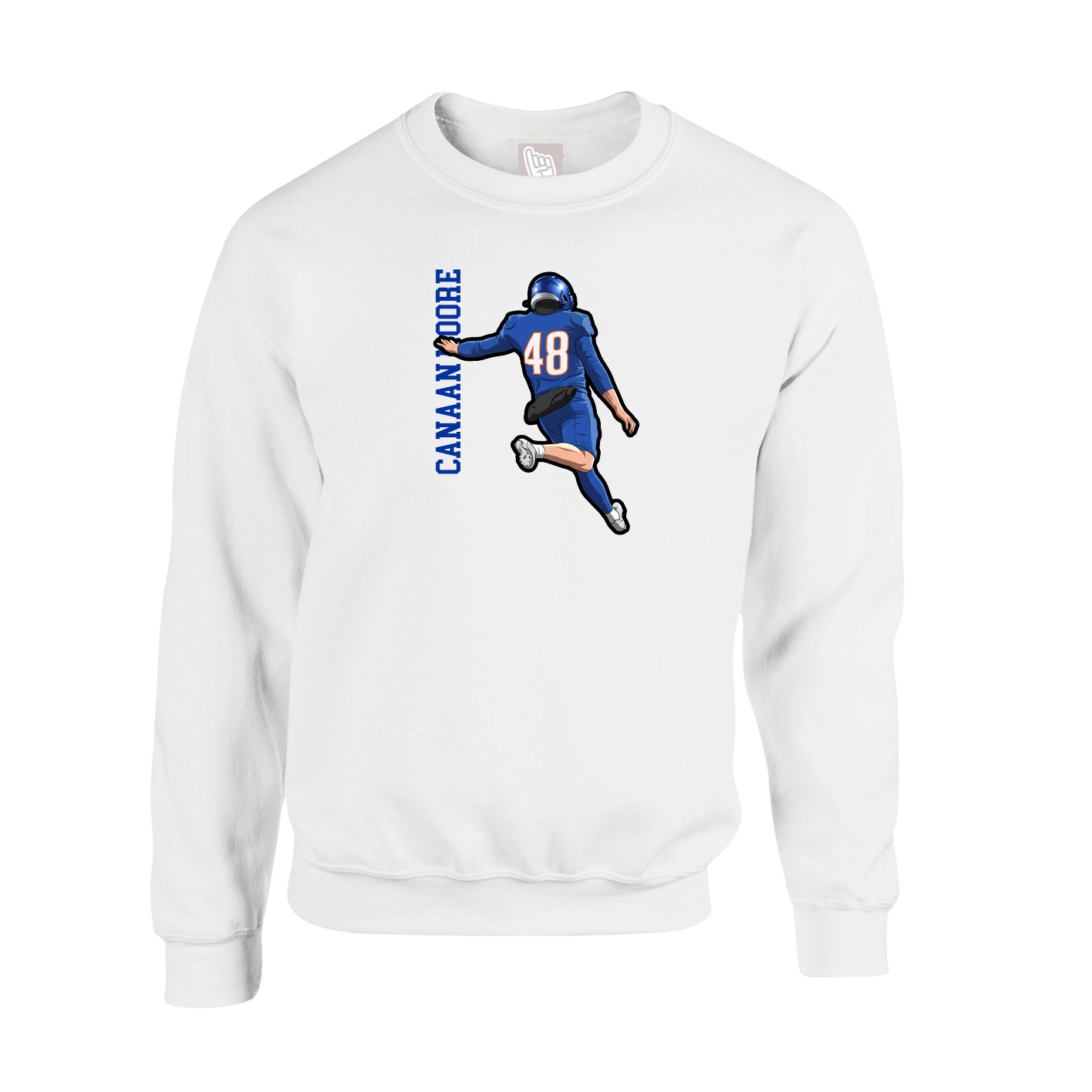 Fleece Crew — Name Vertical in White
