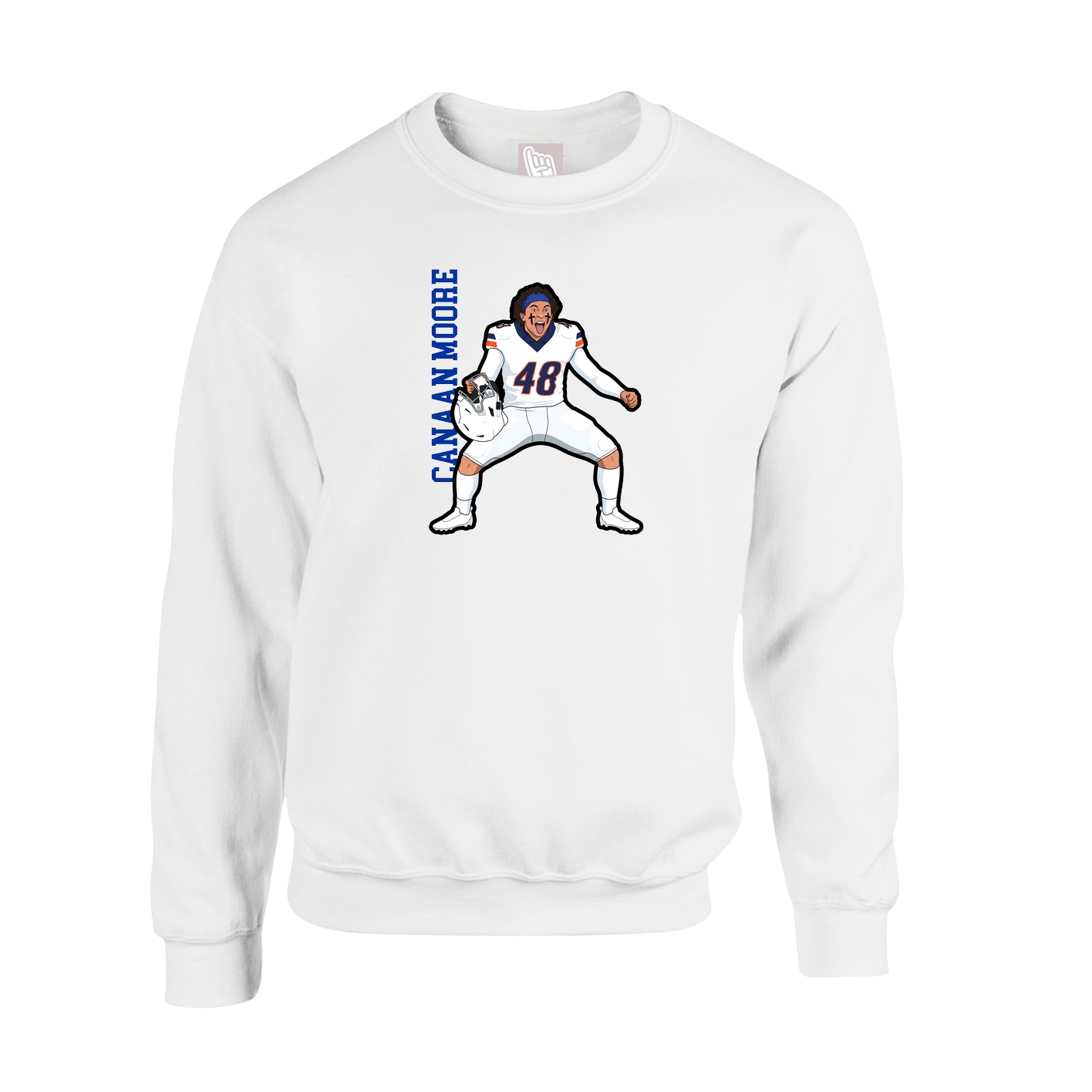 Fleece Crew — Name Vertical in White