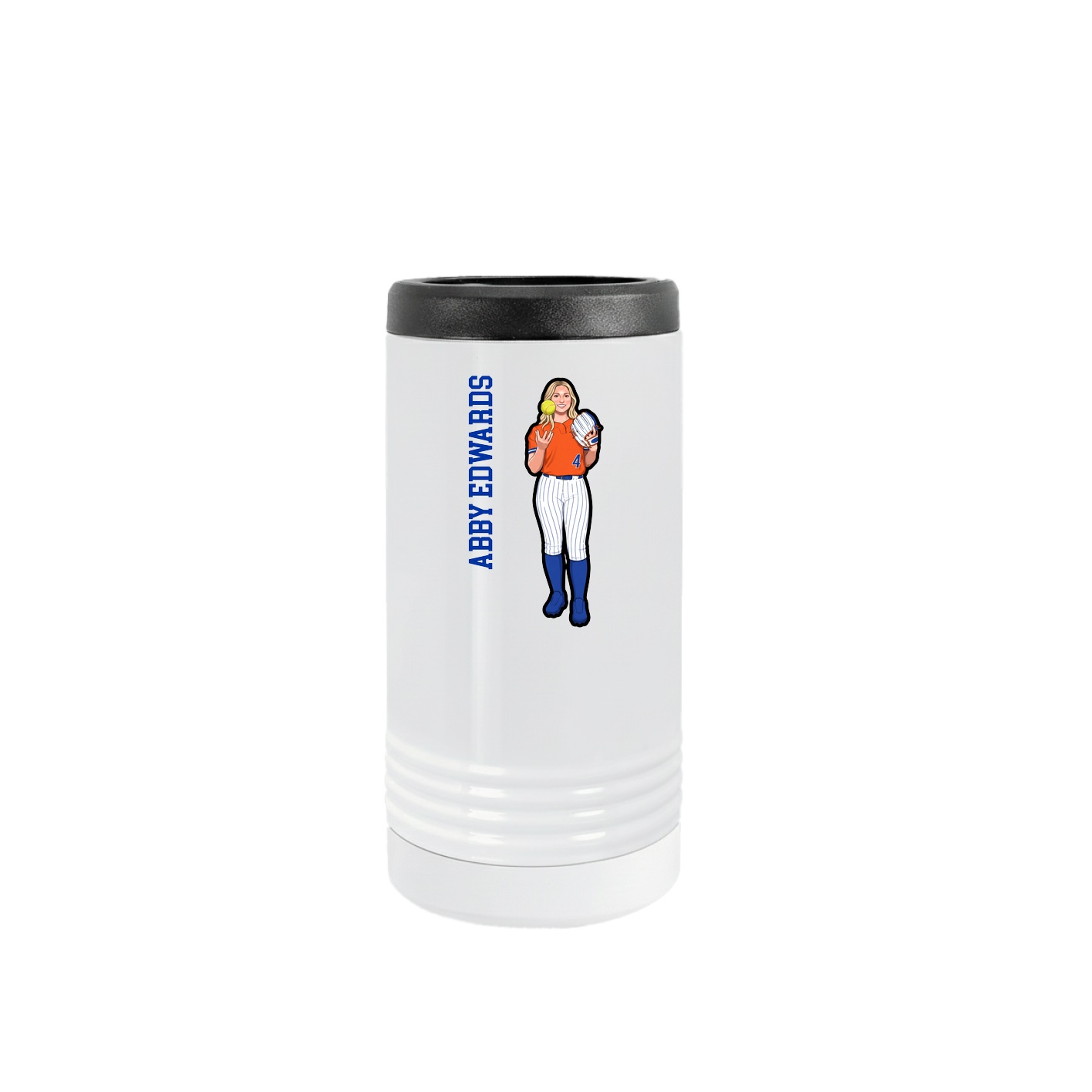 Slim Beverage Holder — Name Vertical in White