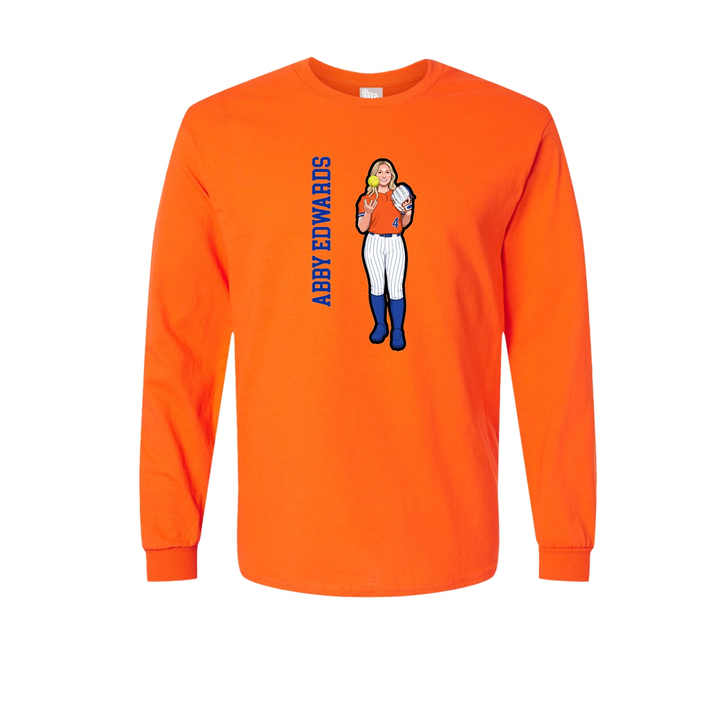 Long Sleeve Tee — Name Vertical in Orange