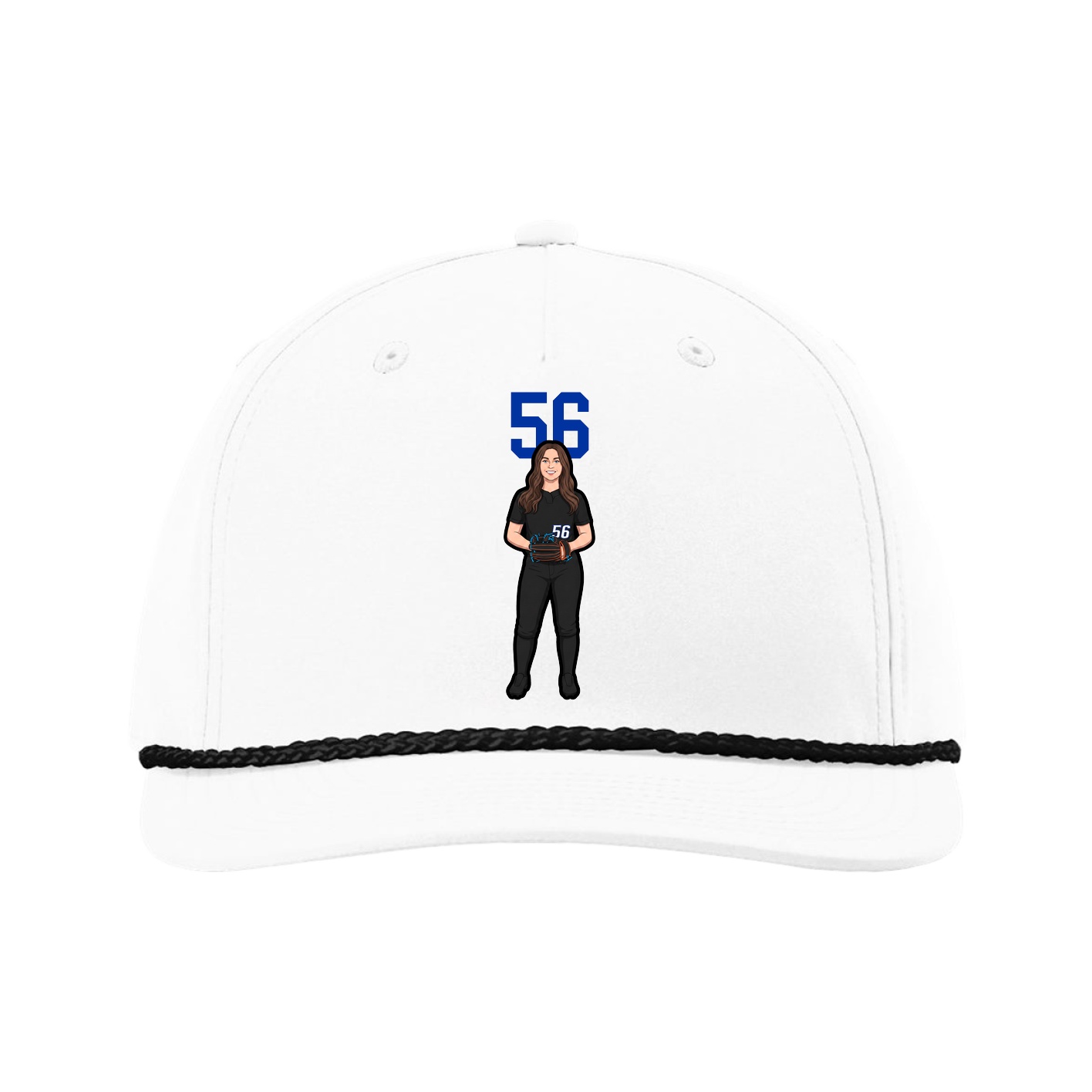 Five-Panel Classic Rope Cap — Number Top in White