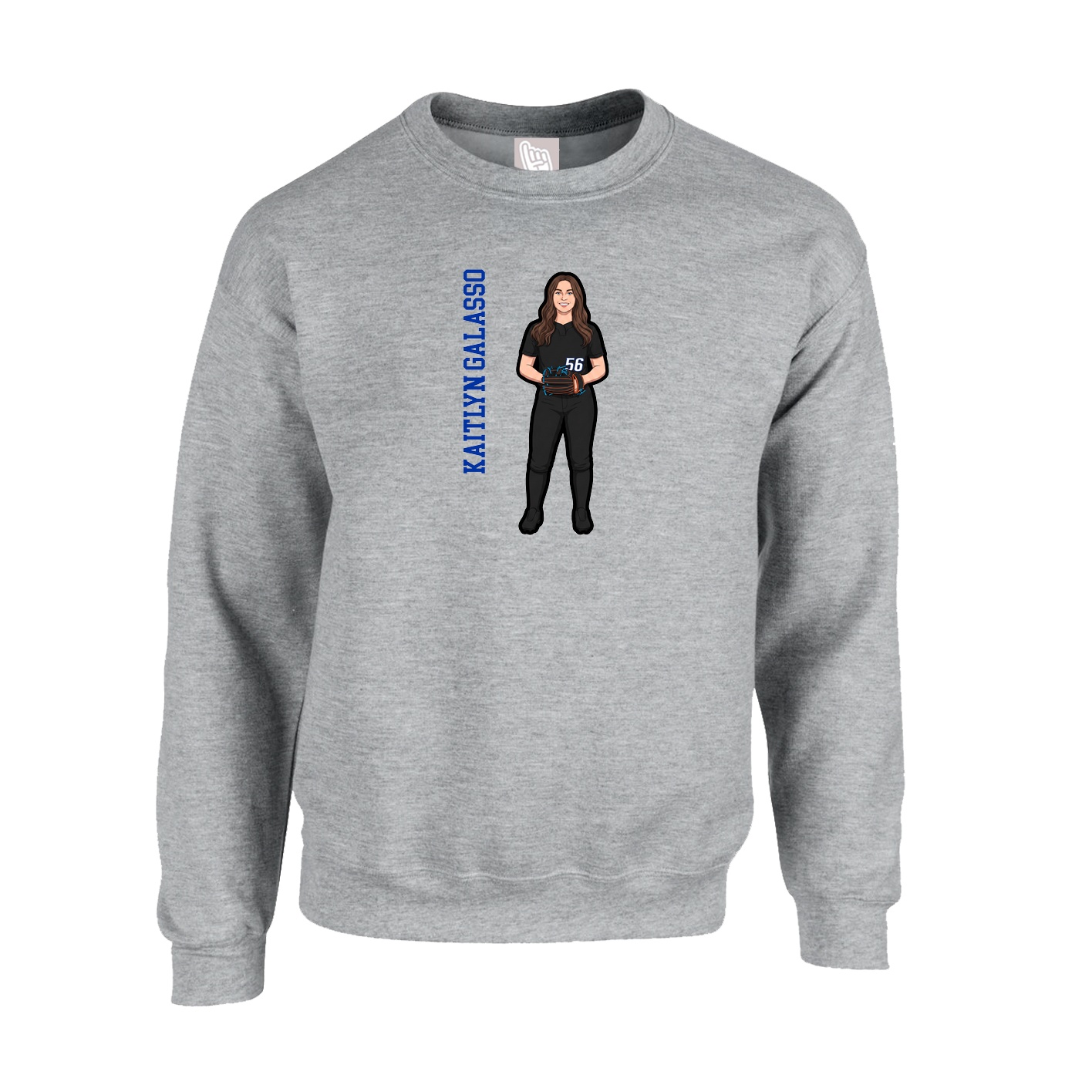 Fleece Crew — Name Vertical in Grey