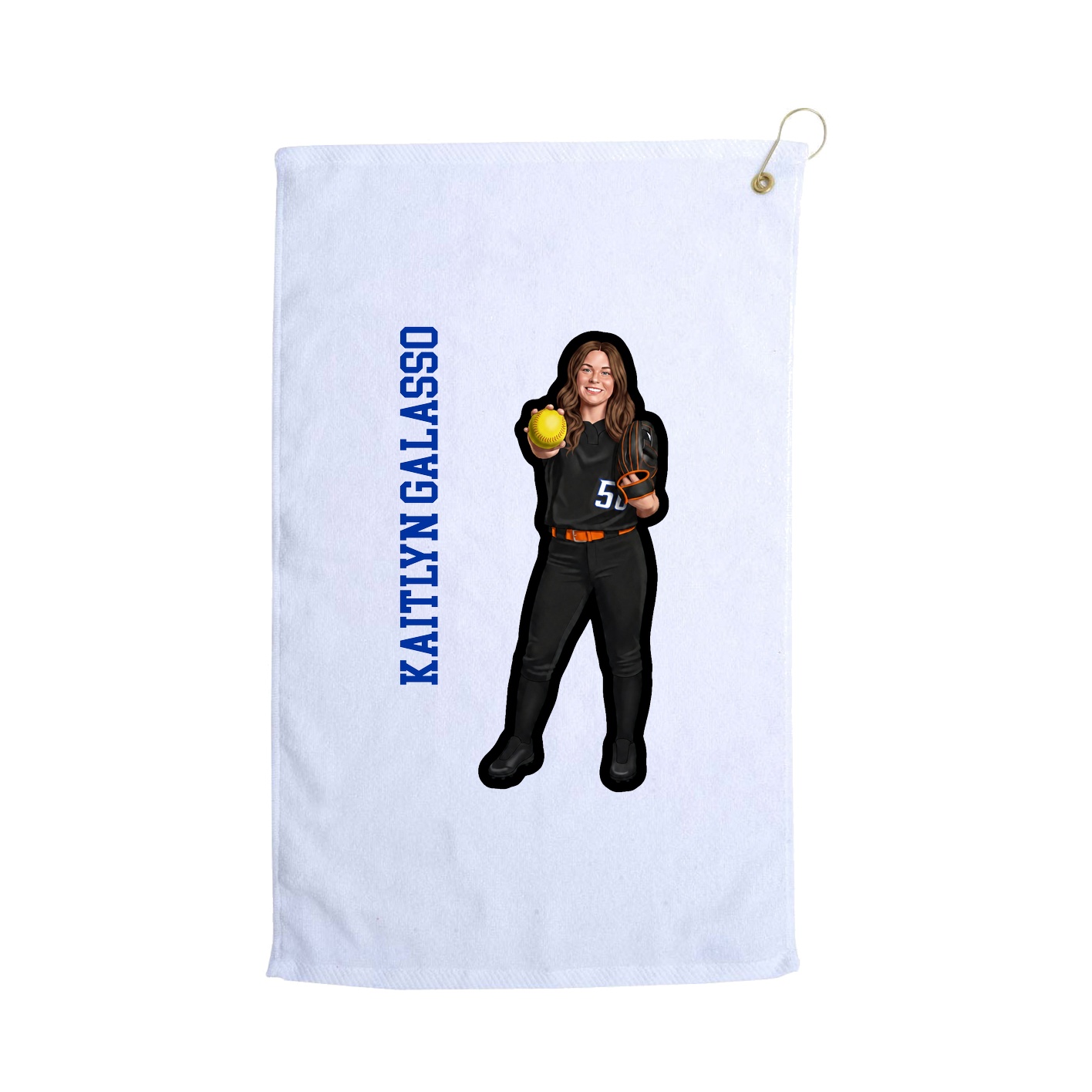 Golf Towel — Name Vertical in White