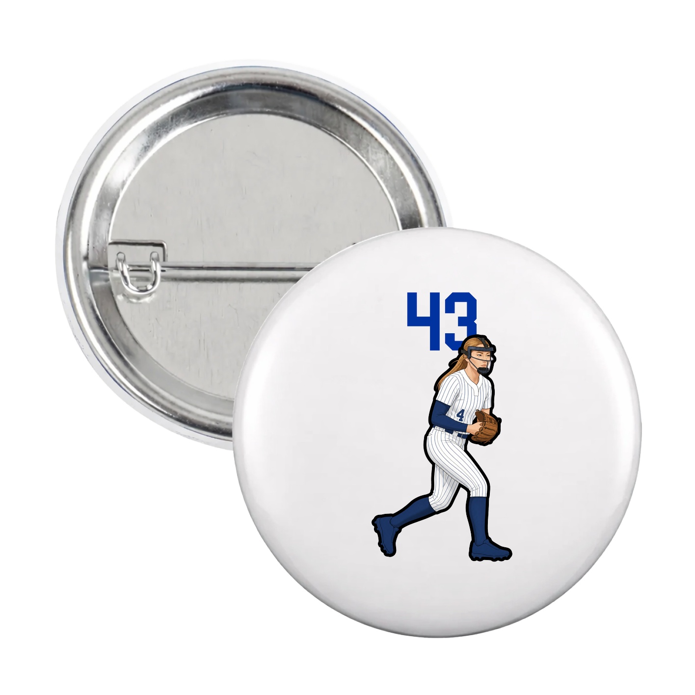 Game Day Button — Number Top in White