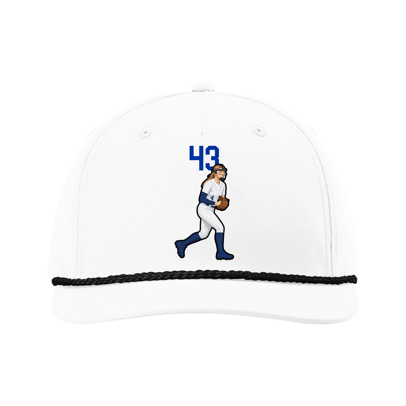 Five-Panel Classic Rope Cap — Number Top in White