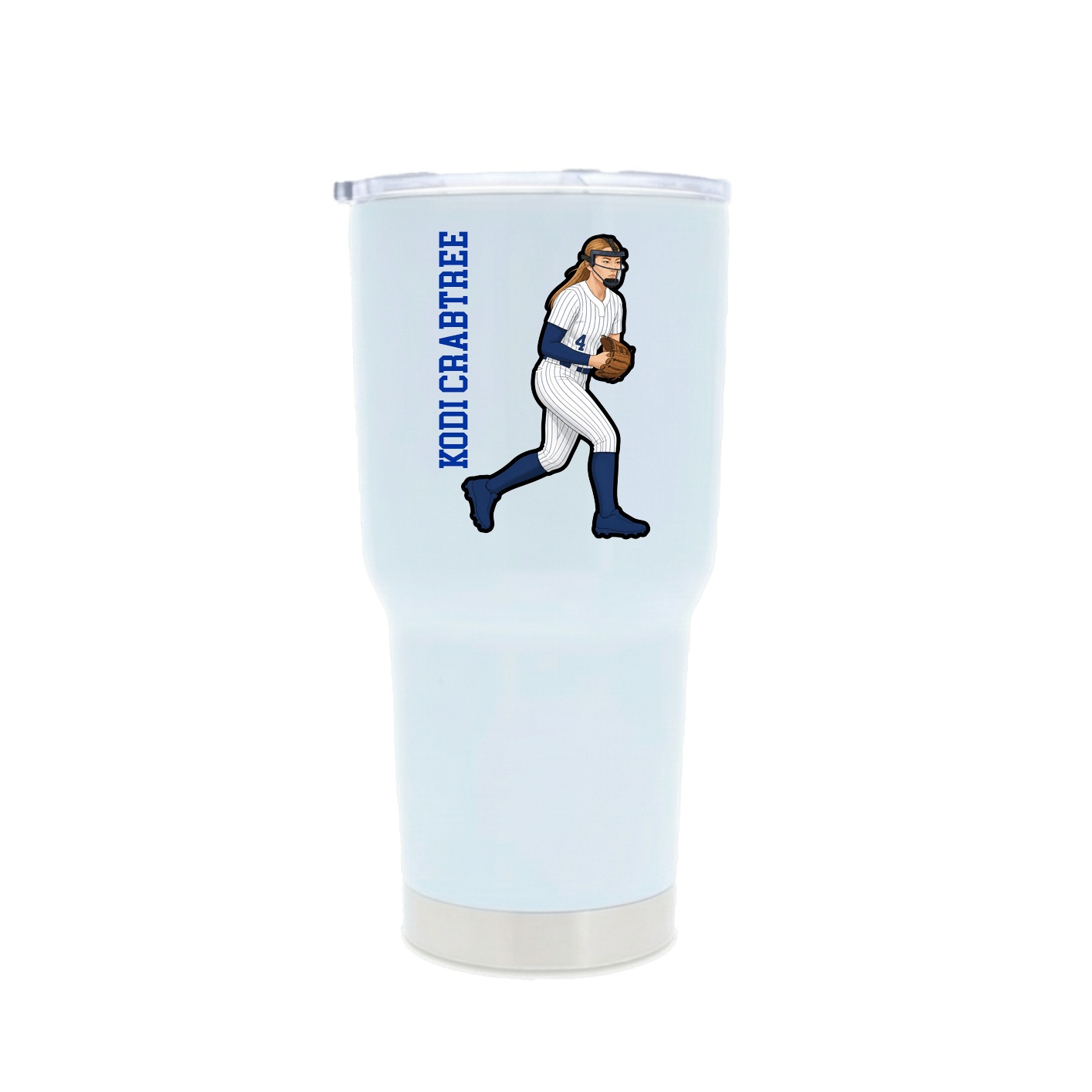 30oz Stainless Steel Tumbler — Name Vertical in White