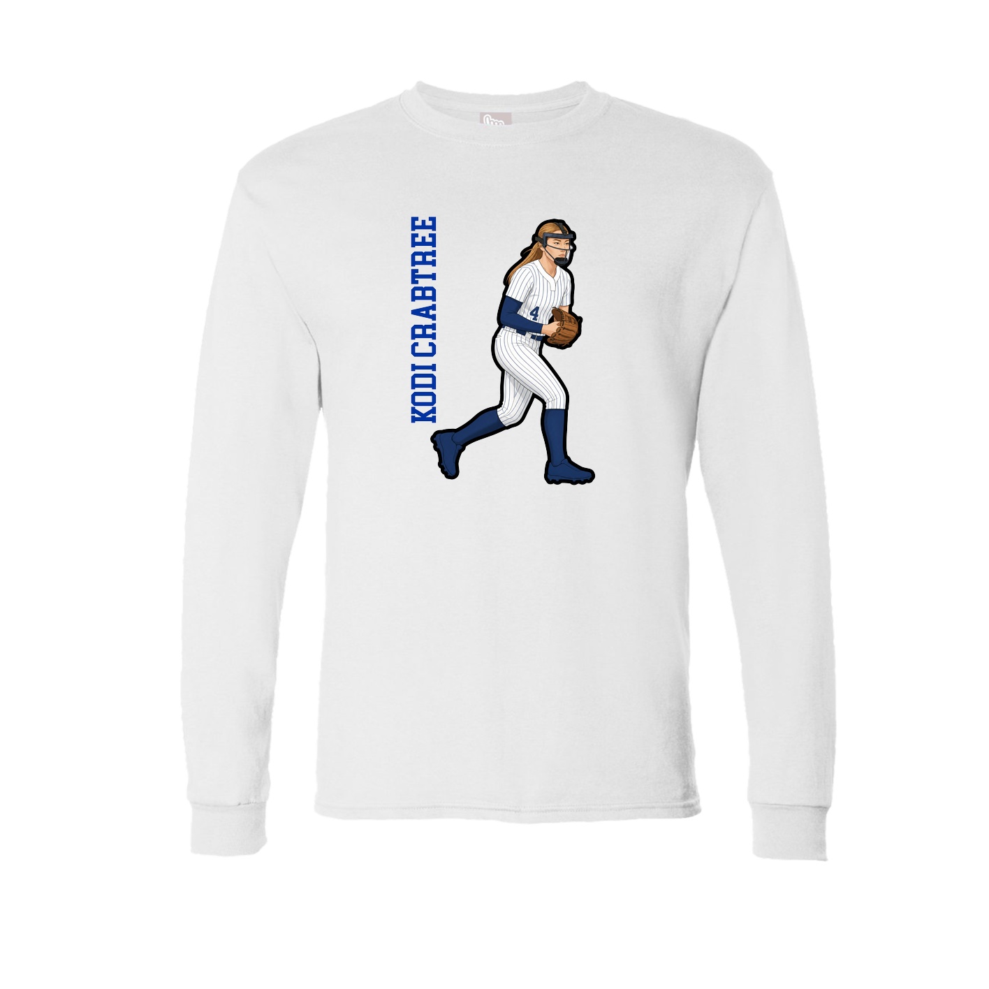 Long Sleeve Tee — Name Vertical in White