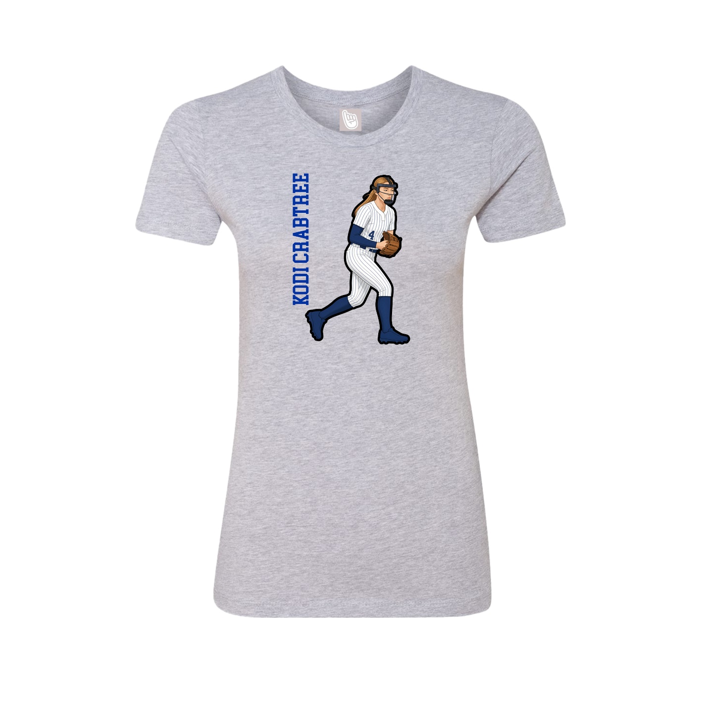 Fitted Women's Tee — Name Vertical in Grey