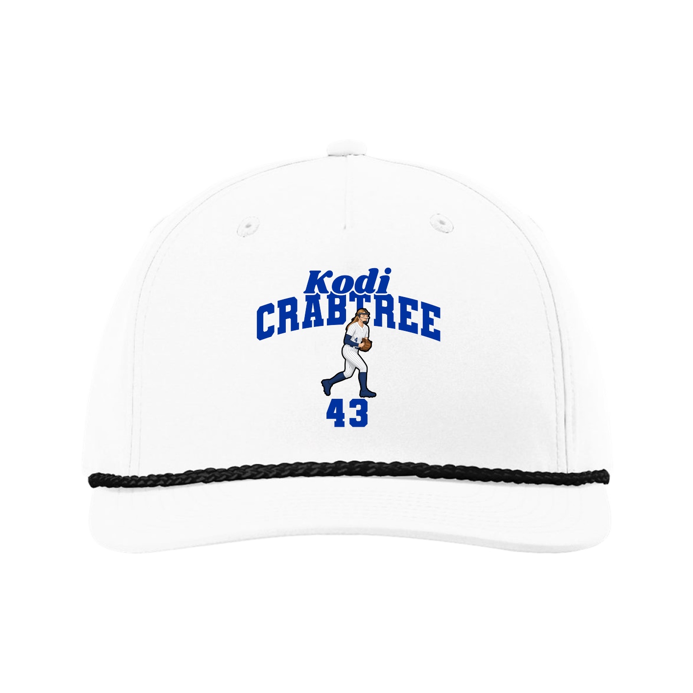 Five-Panel Classic Rope Cap — Signature Arch in White