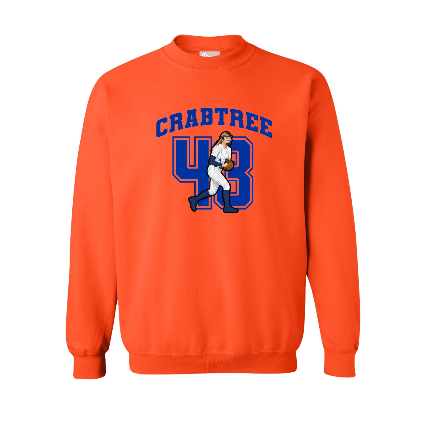 Fleece Crew — Number in Orange