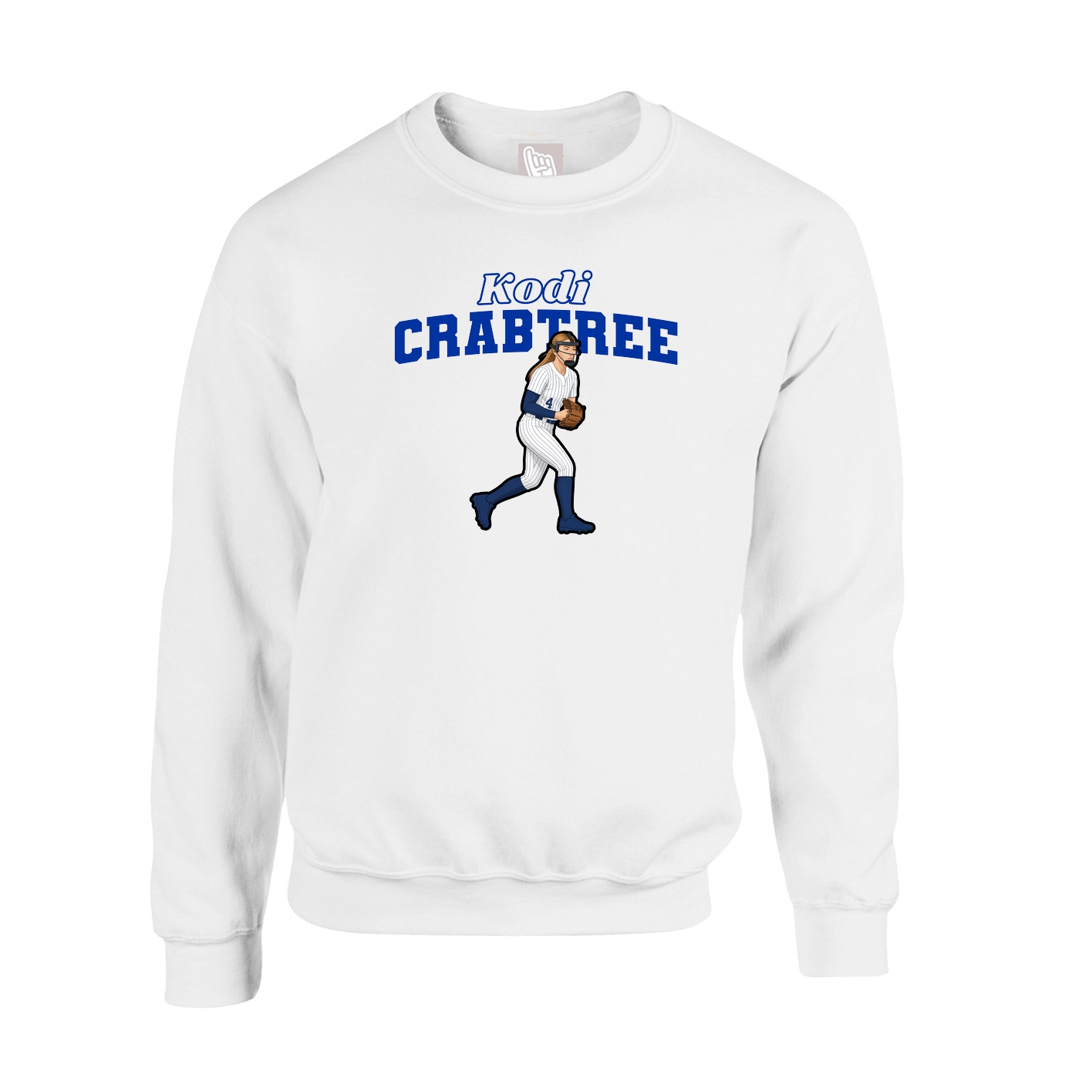 Fleece Crew — Name Arch in White